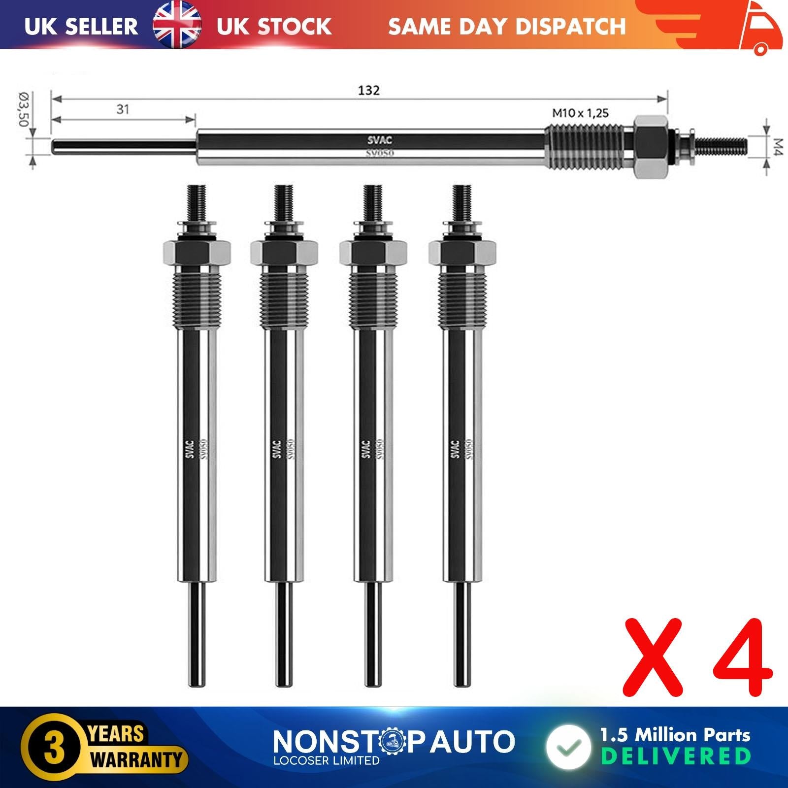 4X Glow Plugs For HYUNDAI H-1 Starex Cargo Travel Van Porter 2.5 CRDi 367104A000