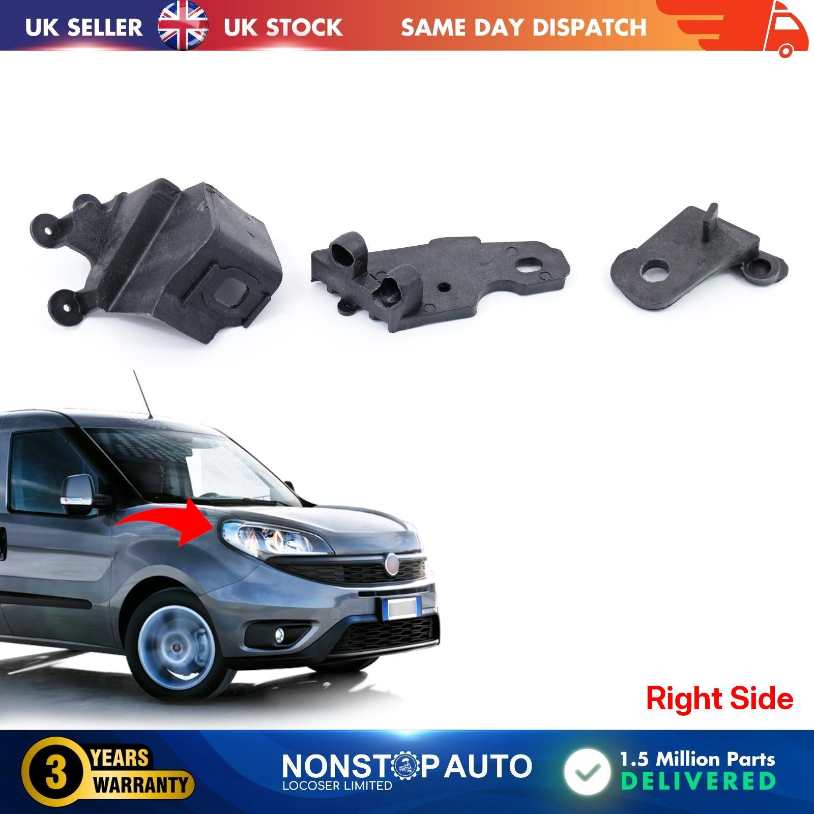 Headlight Repair Kit Bracket Mount Clips Right For FIAT Doblo 51974243