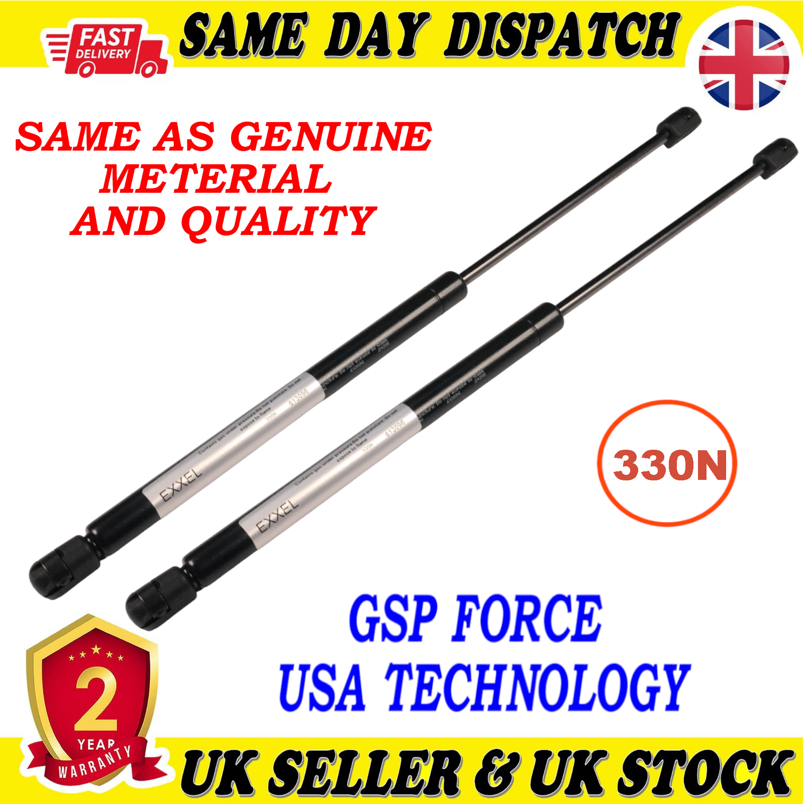 2X TAILGATE BOOT GAS STRUTS 330 Newton FOR KIA SOUL I 817702K000