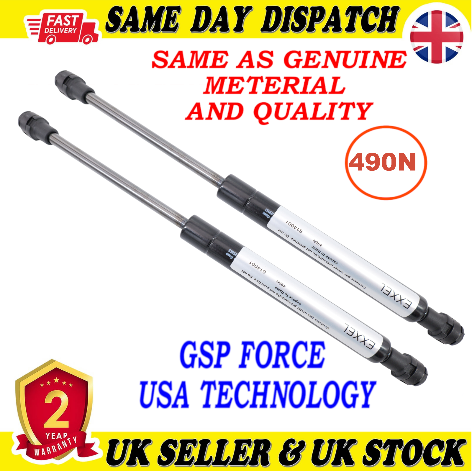 2X TAILGATE BOOT GAS STRUTS 490 Newton FOR AUDI S40 I 30852059