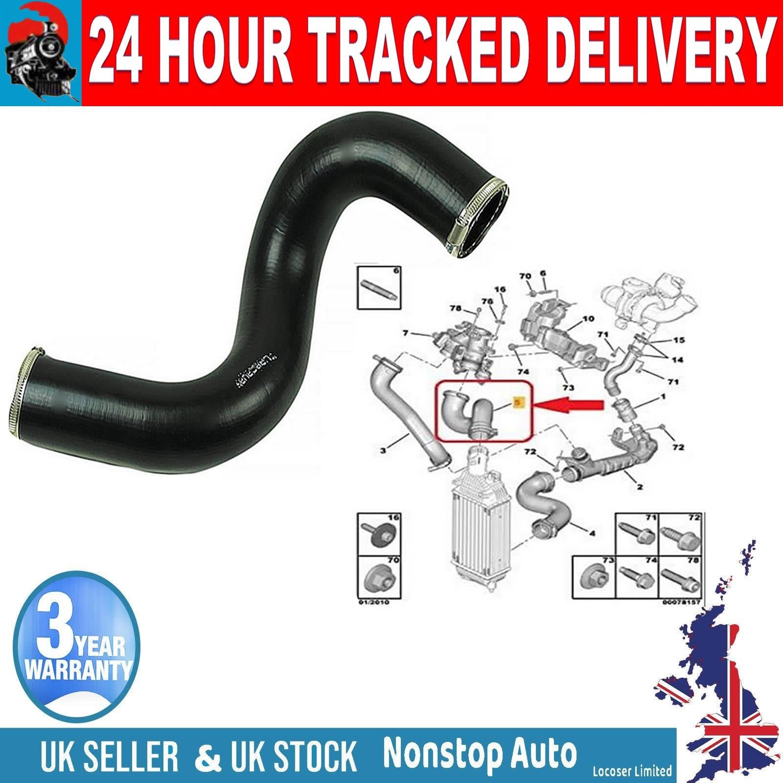 TURBO INTERCOOLER HOSE PIPE FOR  CITROEN C5 III PEUGEOT 407 508 I 2.0 HDI 0382PC