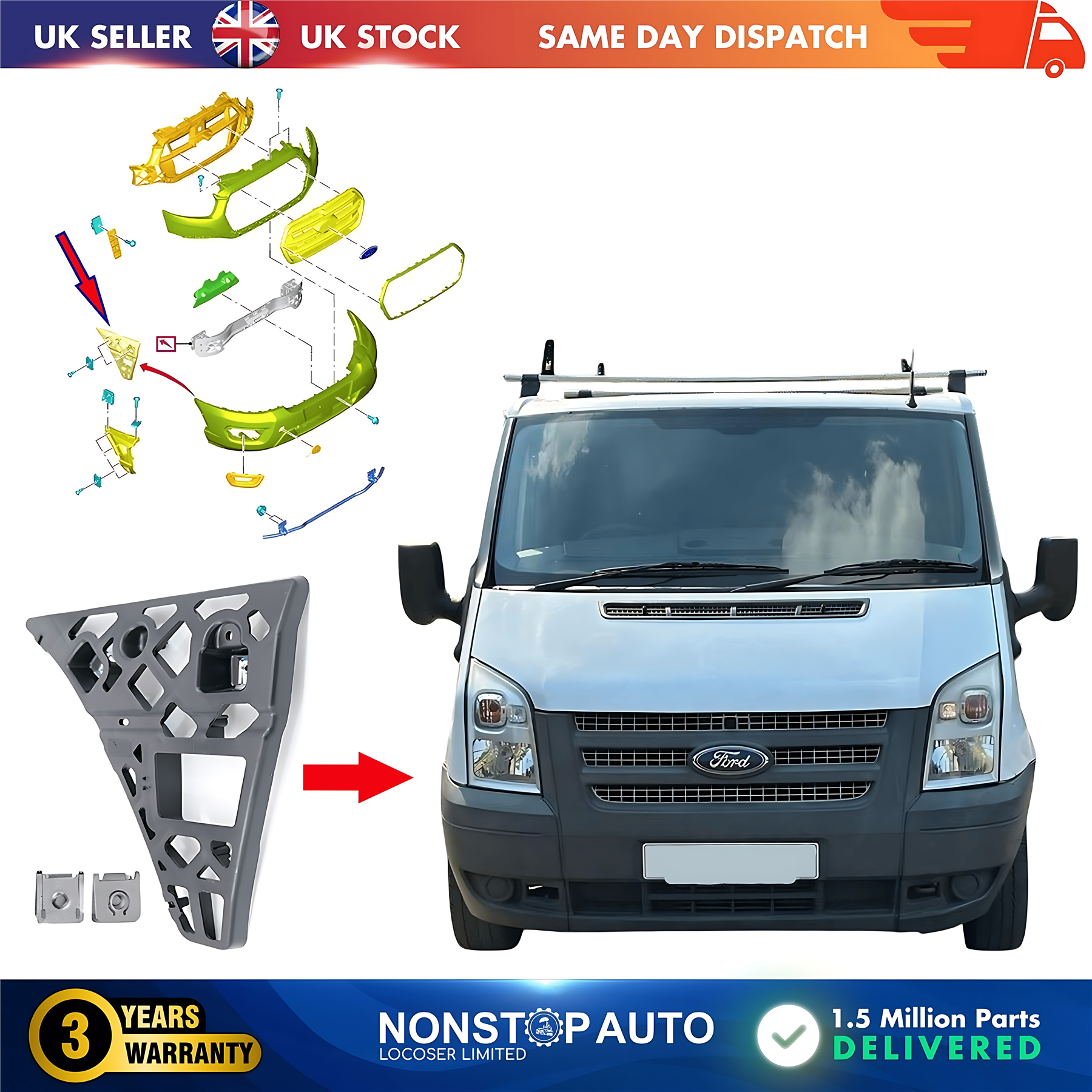 Front Bumper Bracket Right For FORD Transit MK7 2006-2014 6C1117B749