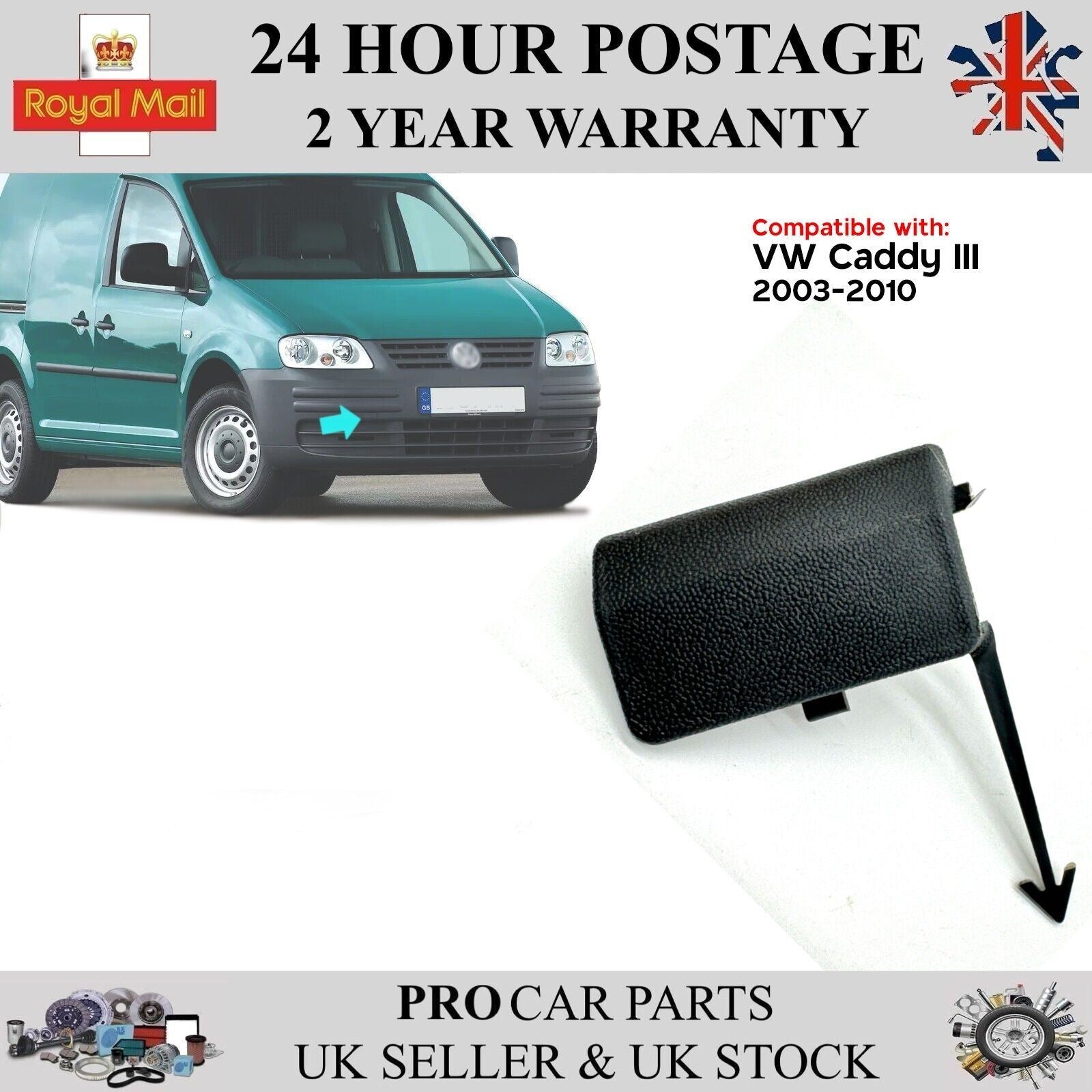 Front Bumper Tow Eye Hook Cover Cap For Volkswagen Caddy 2003-2010 2K08072417G9