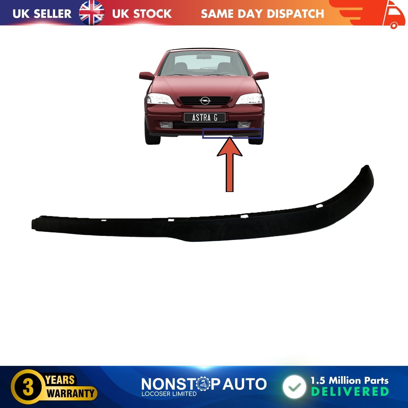Front Bumper Lower Spoiler Lip Left Side Vauxhall Opel Astra G  1400531