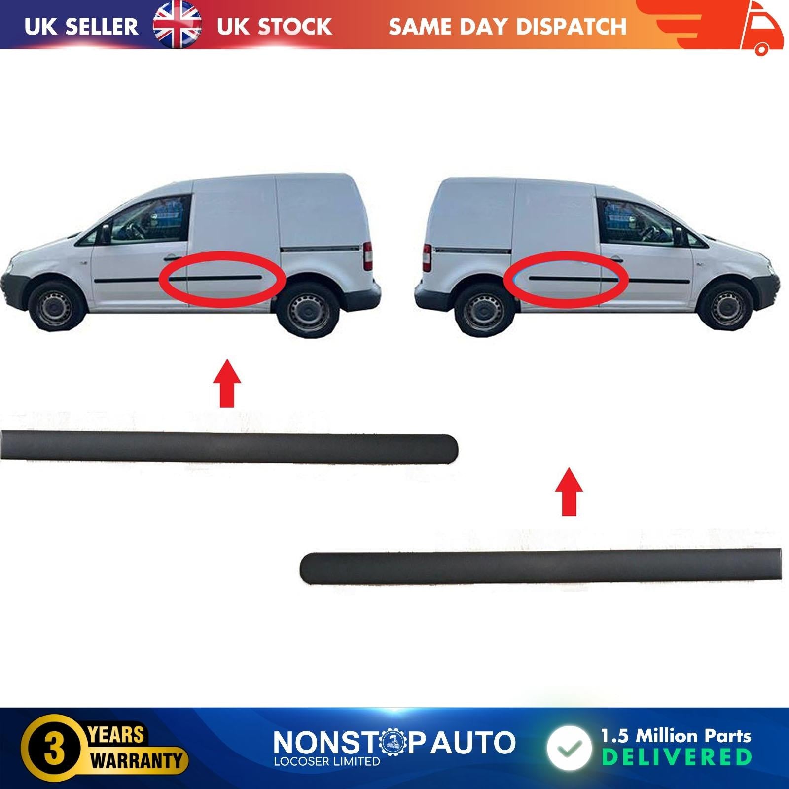 Door Panel Trim Moulding Strap Rear Left and Right Side Fits VW Caddy 2K0853535E 2K0853536E
