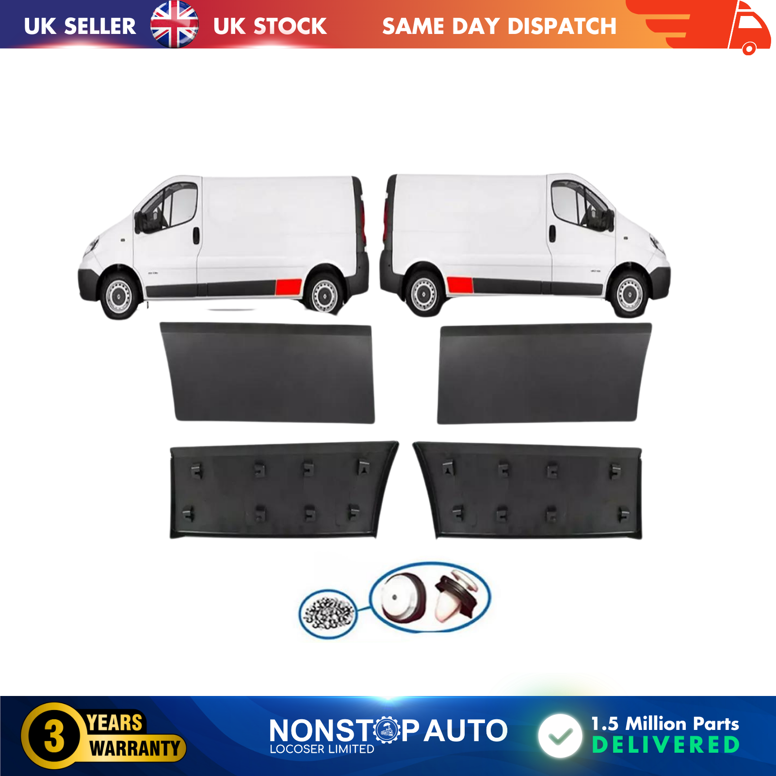 2x DOOR TRIM MOULDING STRIP PANEL SET REAR FITS VAUXHALL Vivaro 788137407