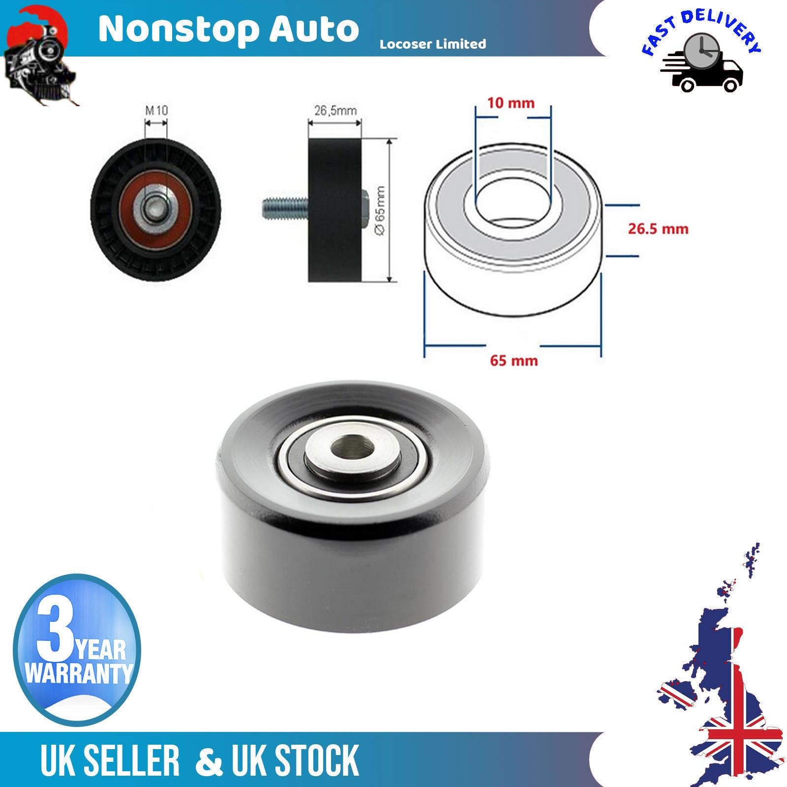 Fan Belt Tensioner Pulley - V - Ribbed Belt Idler  For CITROEN ZX Berlingo