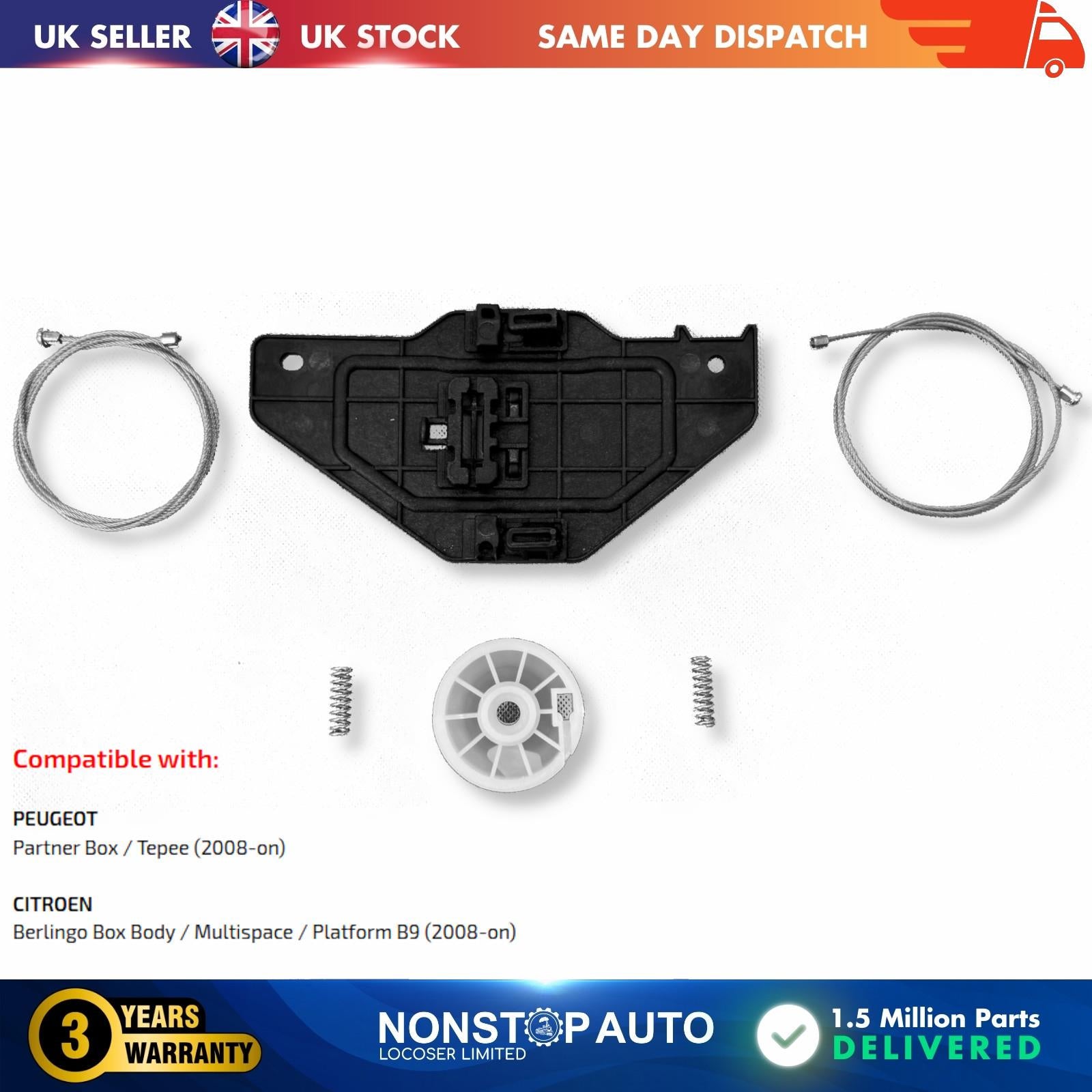 Window Regulator Repair Kit Front Right Fits CITROEN Berlingo 9222EQ 9222ER
