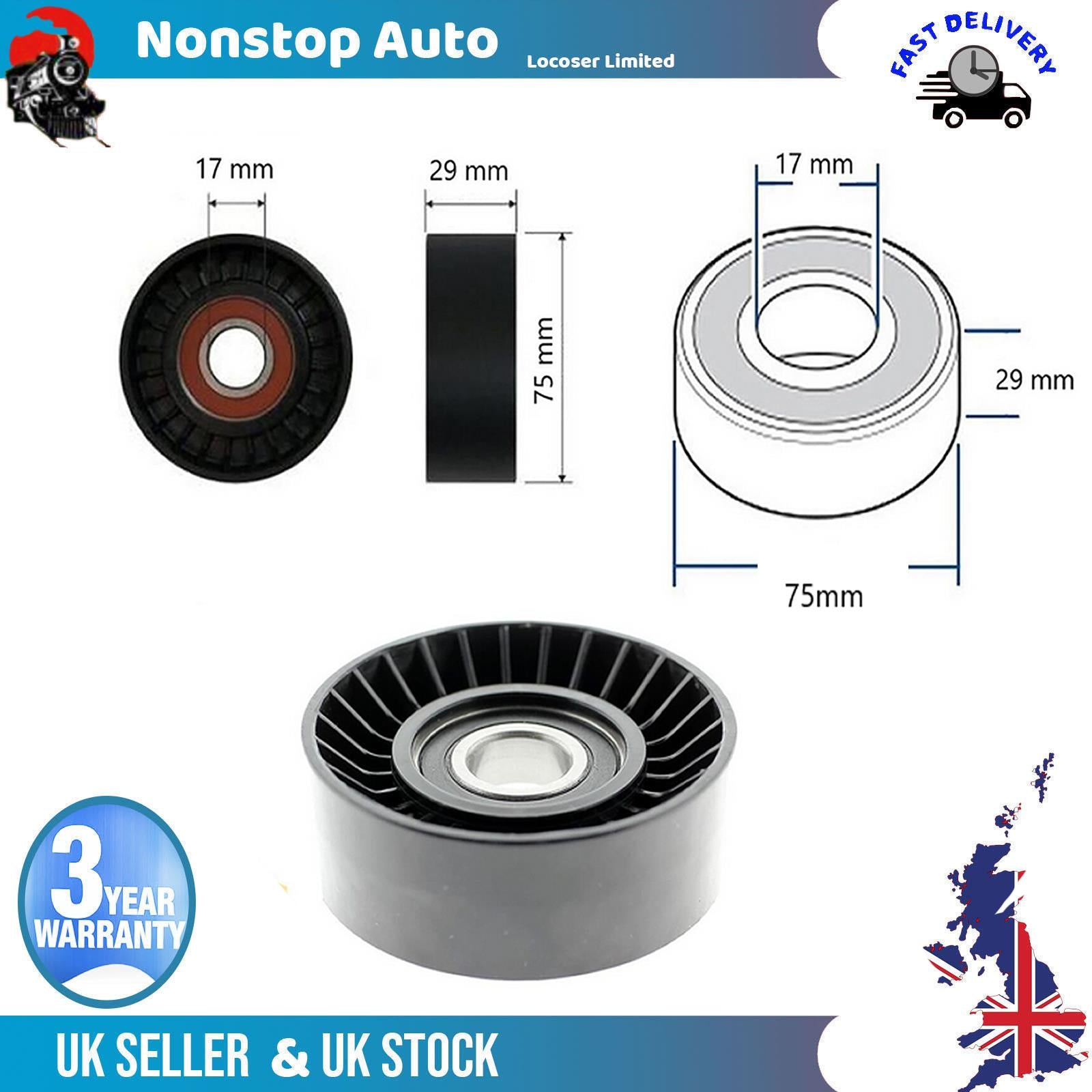 Fan Belt Tensioner Pulley -V- Ribbed Belt Idler  For VW Crafter 2.5 TDI