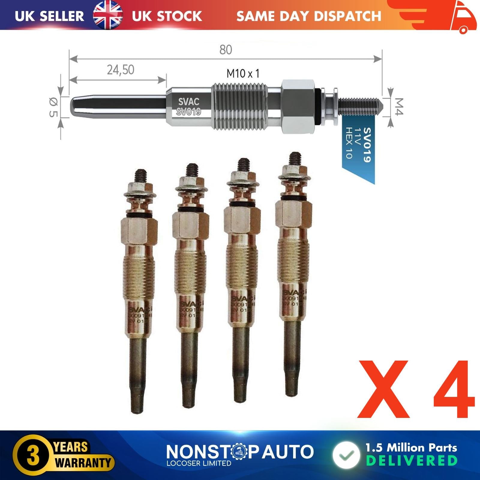 4X Glow Plugs For FIAT Ducato 2.8 D TDI JTD 71735462