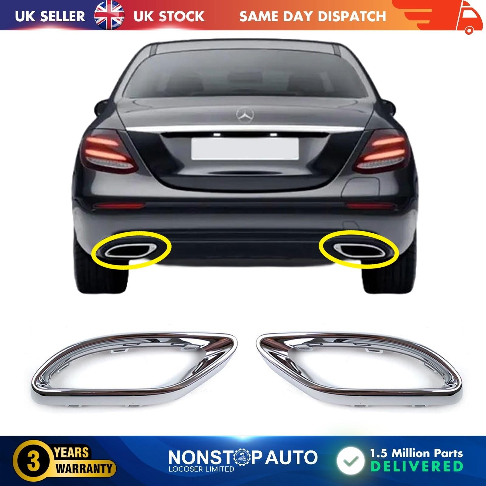 2X Exhaust Tips Tailpipe Cover Trim Left and Right For MERCEDES A B C E Class A2058852221 A2058852321