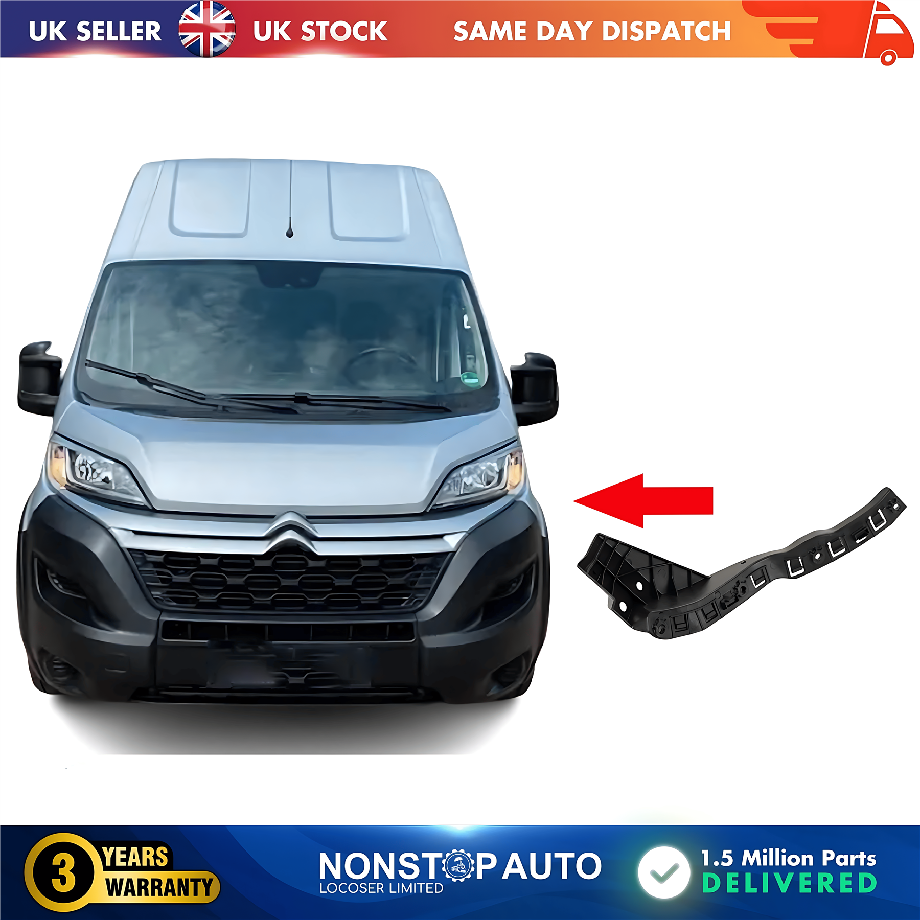 Front Bumper Bracket Holder Small Left For CITROEN Relay 2014 on 1612522080