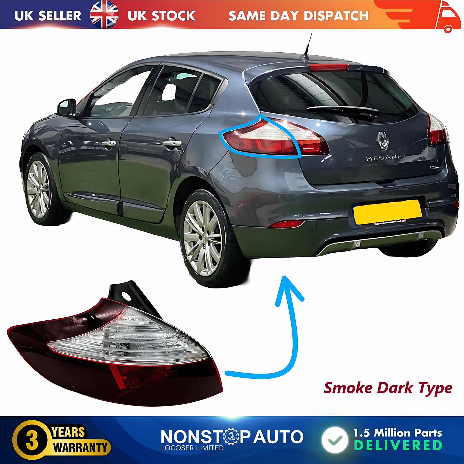Rear Outer Light Lamp Left For RENAULT Megane III 2013-2016 265550548R