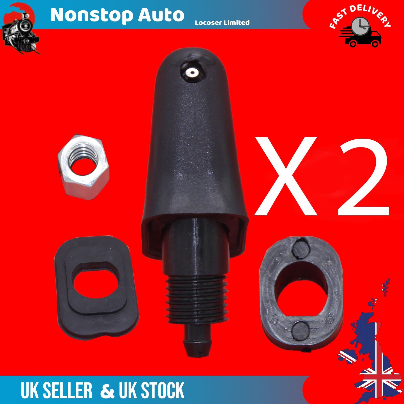 2X Front Windscreen Washer Nozzle Jet Sprays Fits Hyundai New Porter Kia