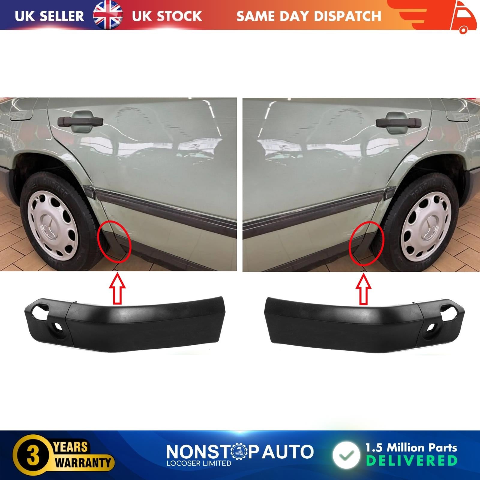 2X Door Wheel Arch Fender Moulding Lower Rear L and R For MERCEDES W124 S124 A1248840131 A1248840231