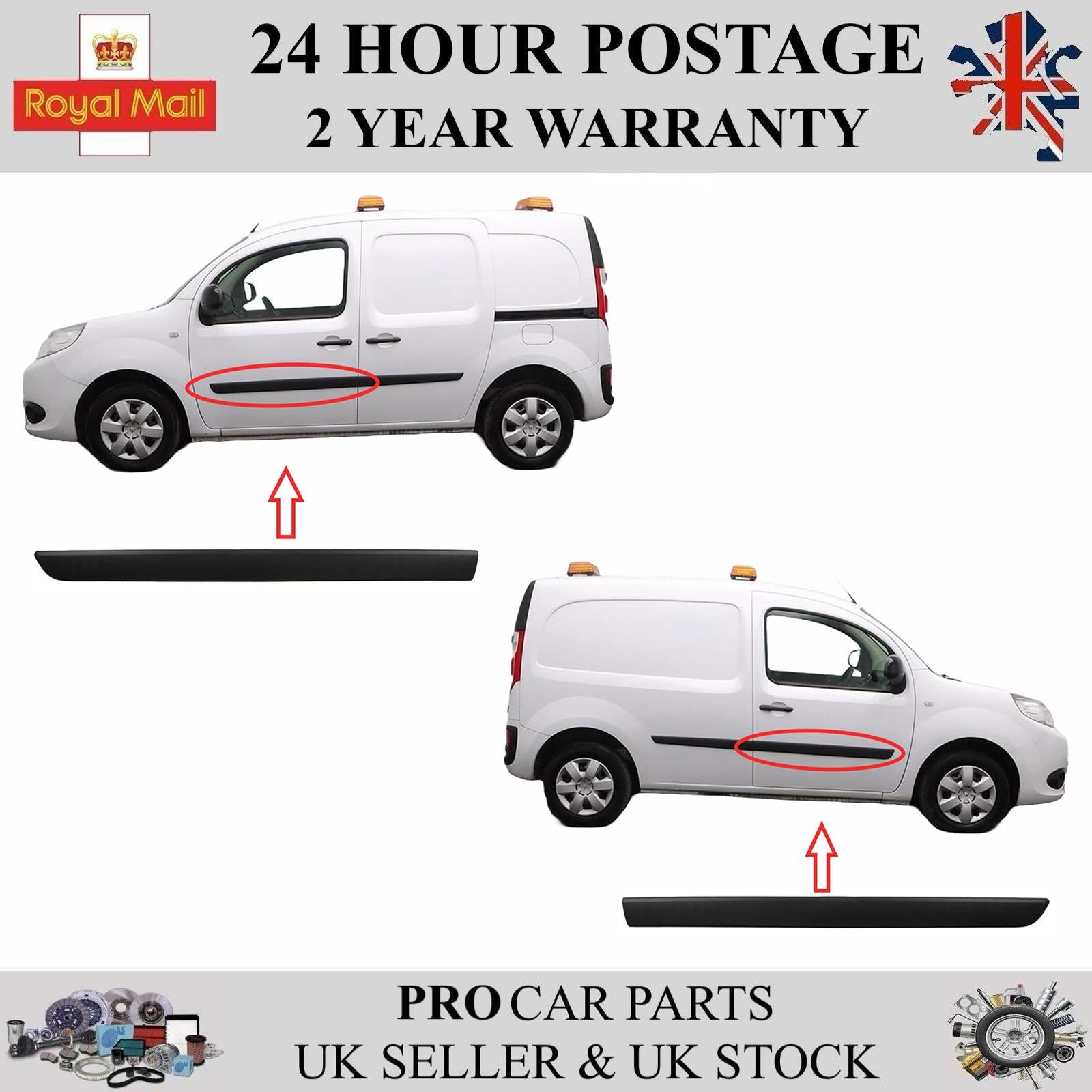 2X Door Panel Trim Moulding Front Left and Right For RENAULT Kangoo 2009 on 8200439113, 8200439111