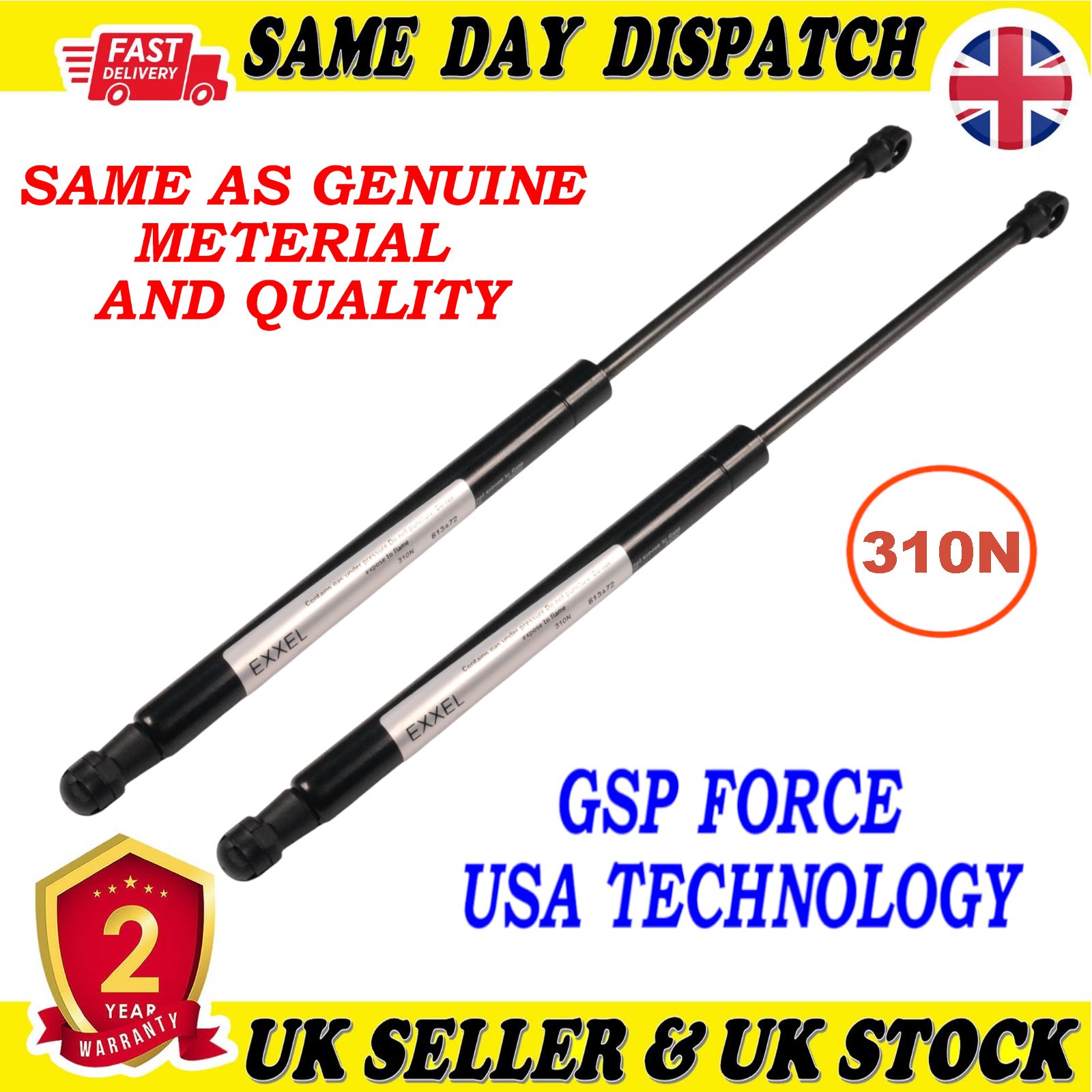 2X TAILGATE BOOT GAS STRUTS 310 Newton FOR SKODA SUPERB II 3T5827552