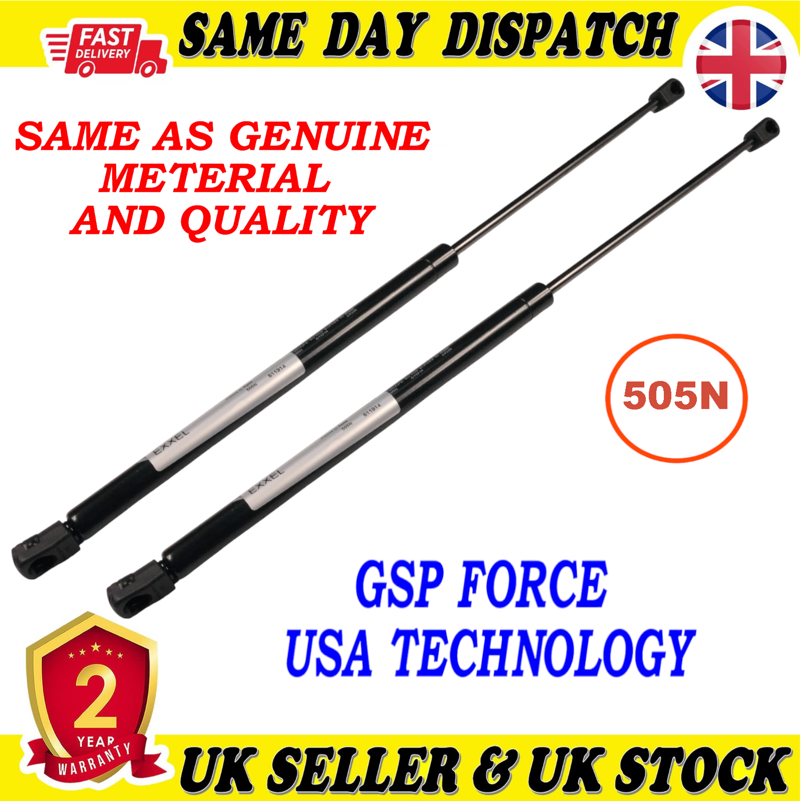 2X TAILGATE BOOT GAS STRUTS 505 Newton FOR RENAULT MEGANE II 8200119498