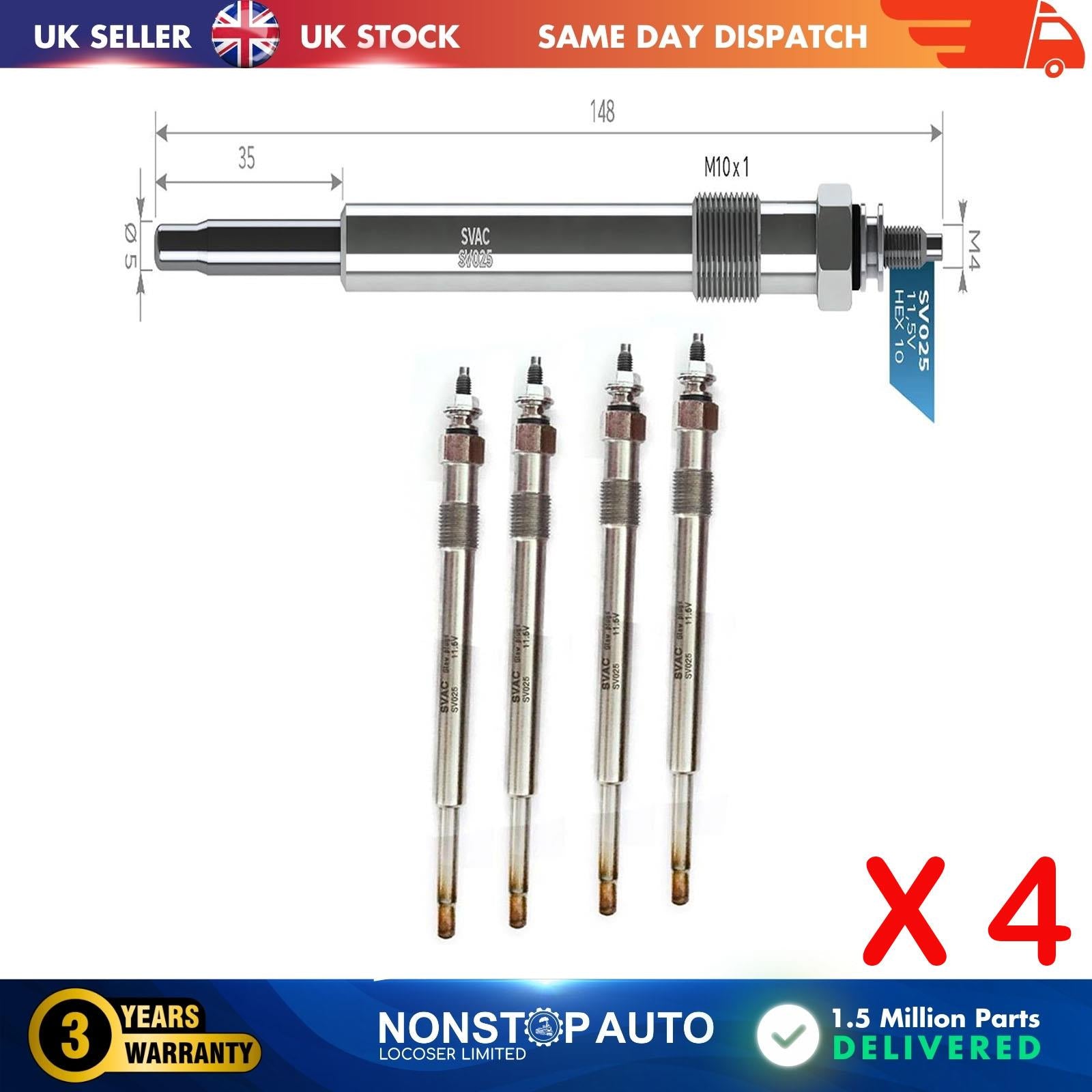 4X Glow Plugs For FORD Galaxy II Mondeo III Transit XS7U6M090BA