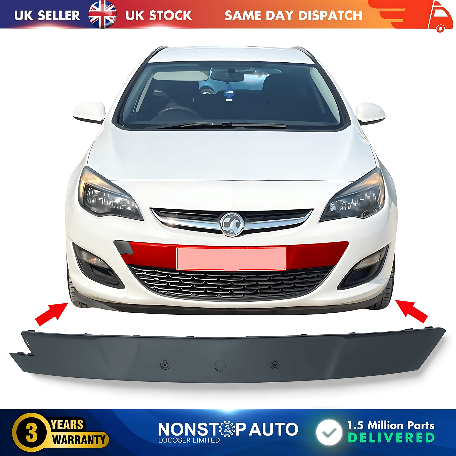 Front Bumper Moulding Number Plate Holder For VAUXHALL Astra J 2012-2015 13387317