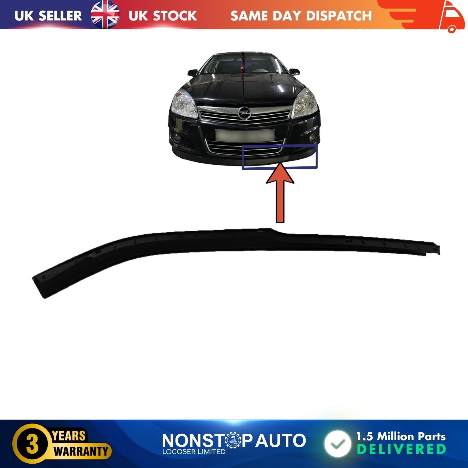 Front Bumper Extension Spoiler Bottom Left Side Vauxhall Opel Astra H 1400414