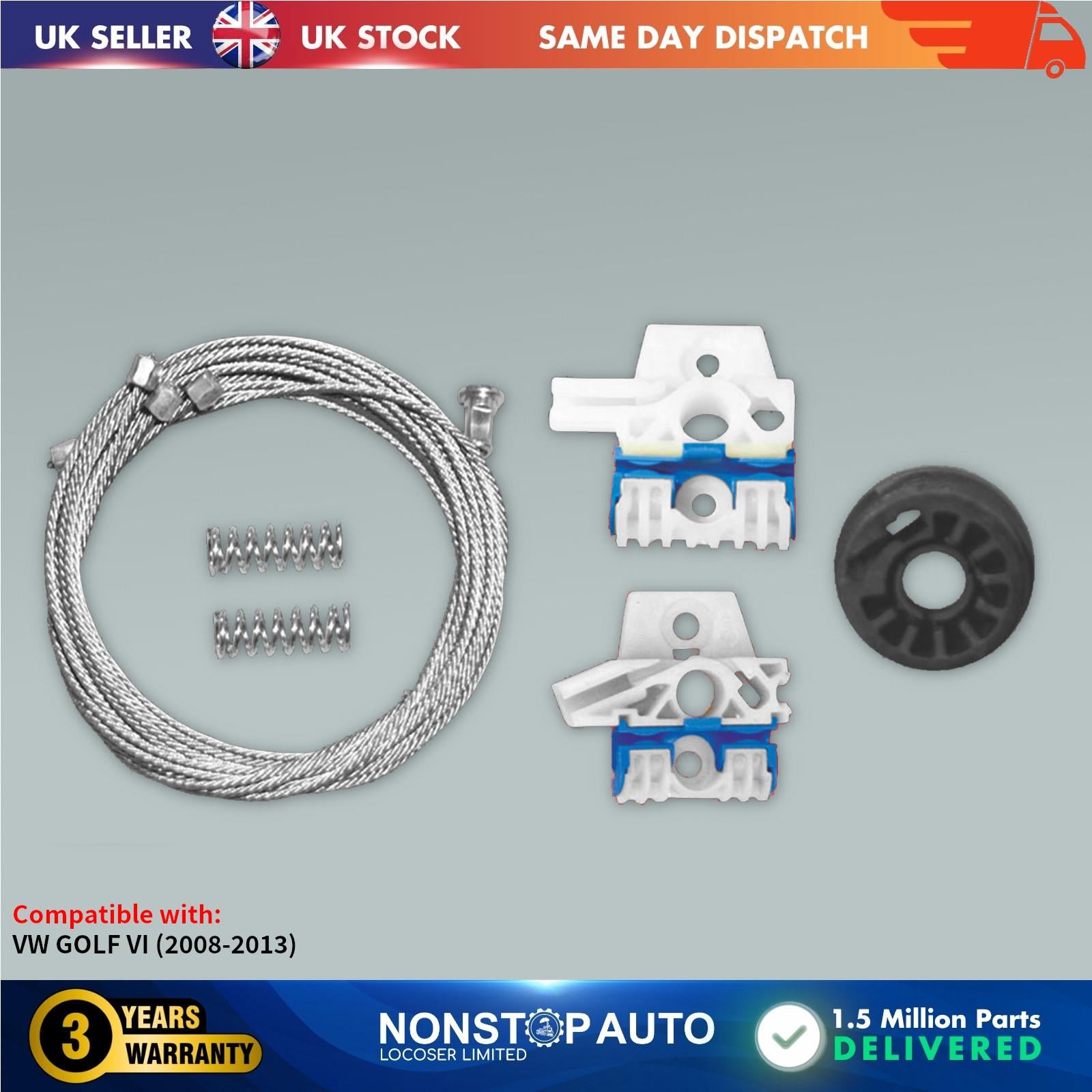 Fits VW Golf VI MK6 Window Regulator Repair Kit Front Left Side 5KD837462