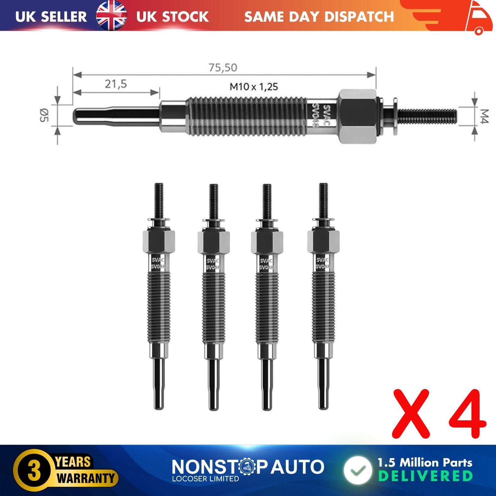 4X Glow Plugs For KIA K2500 Pregio 3671042010