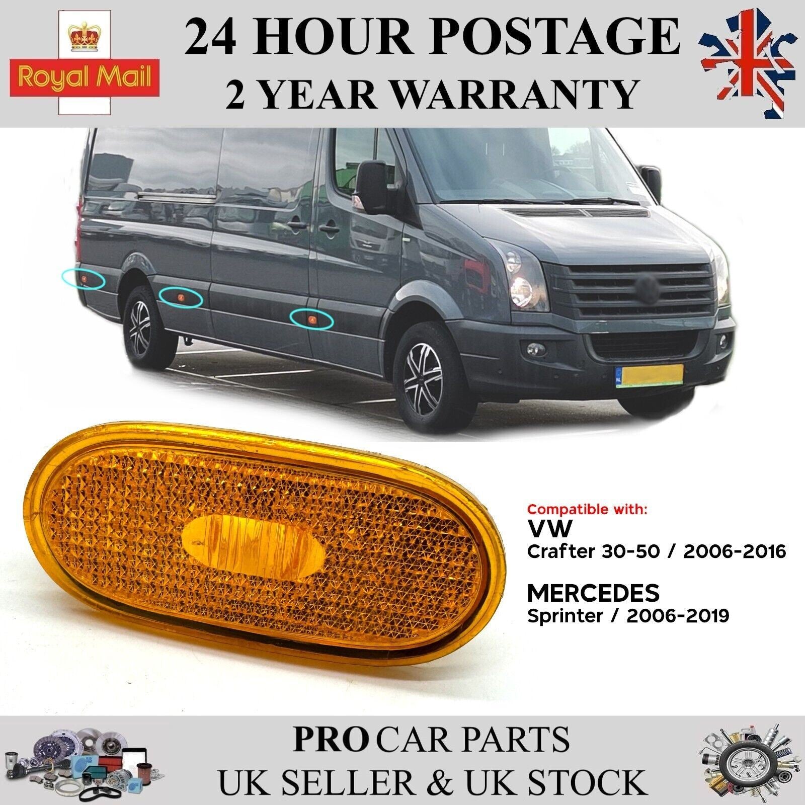 Side Marker Lens Lamp Fits VW Crafter Mercedes Sprinter 2E0945061C