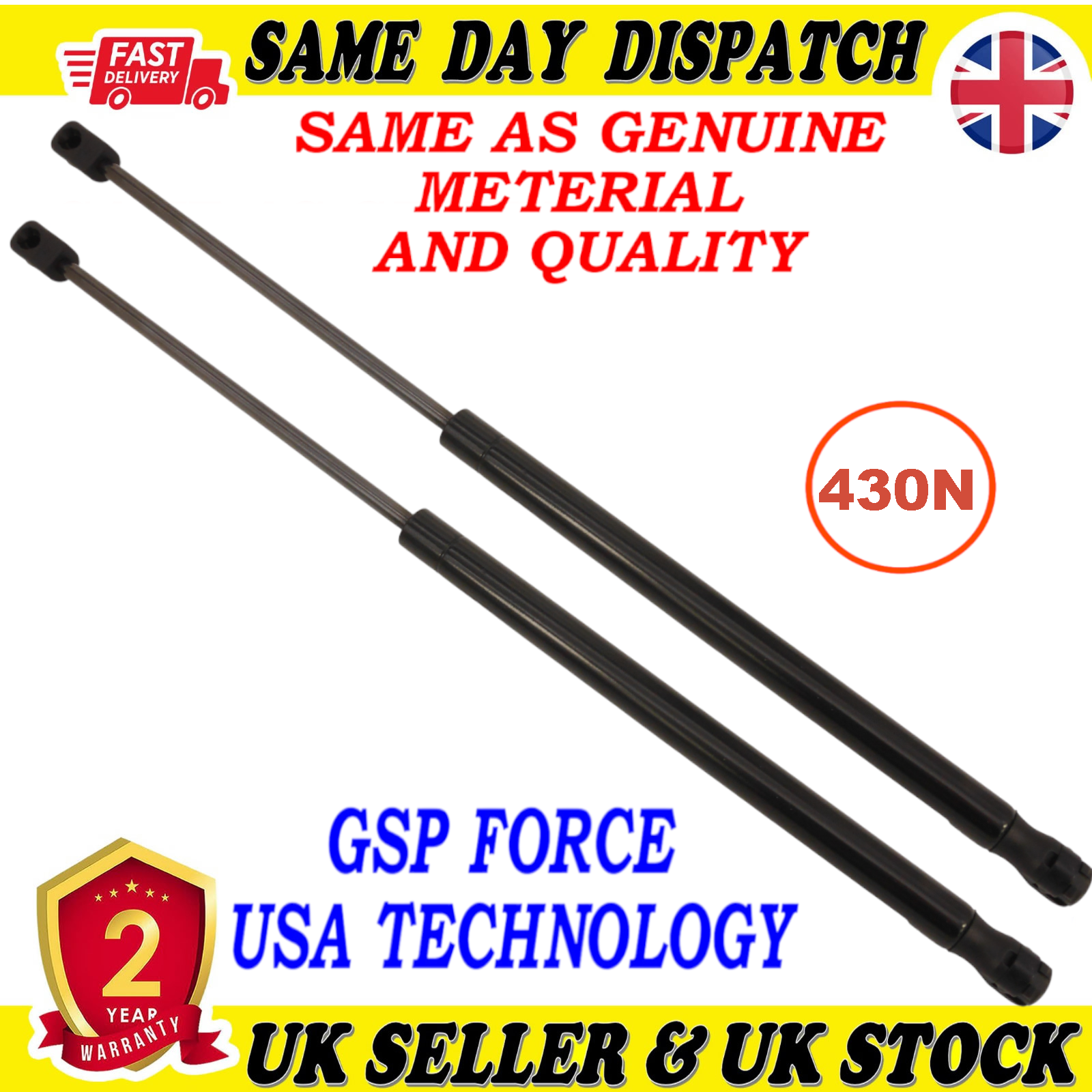 2X TAILGATE BOOT GAS STRUTS 430 Newton FOR MERCEDES A-CLASS 1697400045