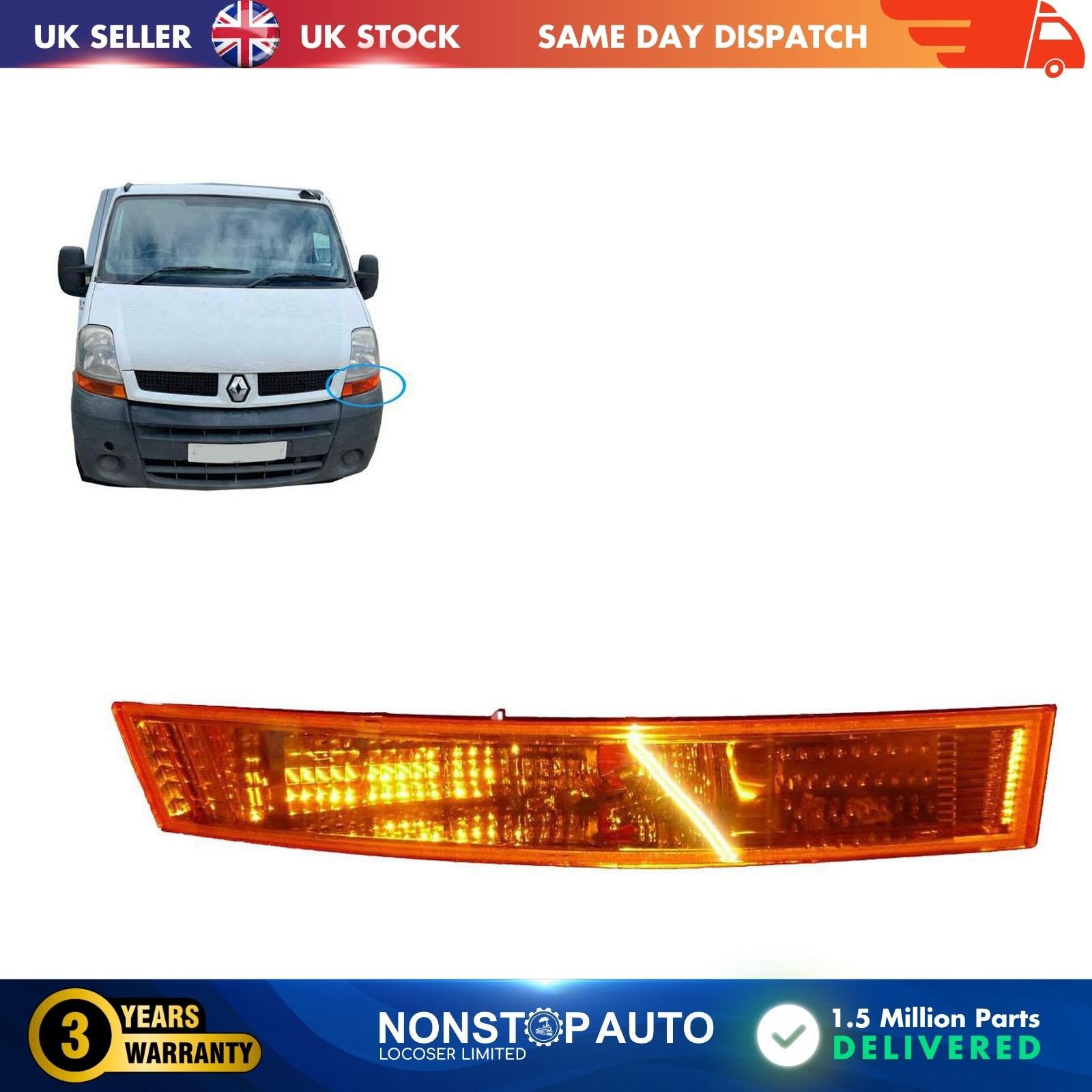 Head Light Side Indicator Front Left Fits RENAULT Master 8200163914