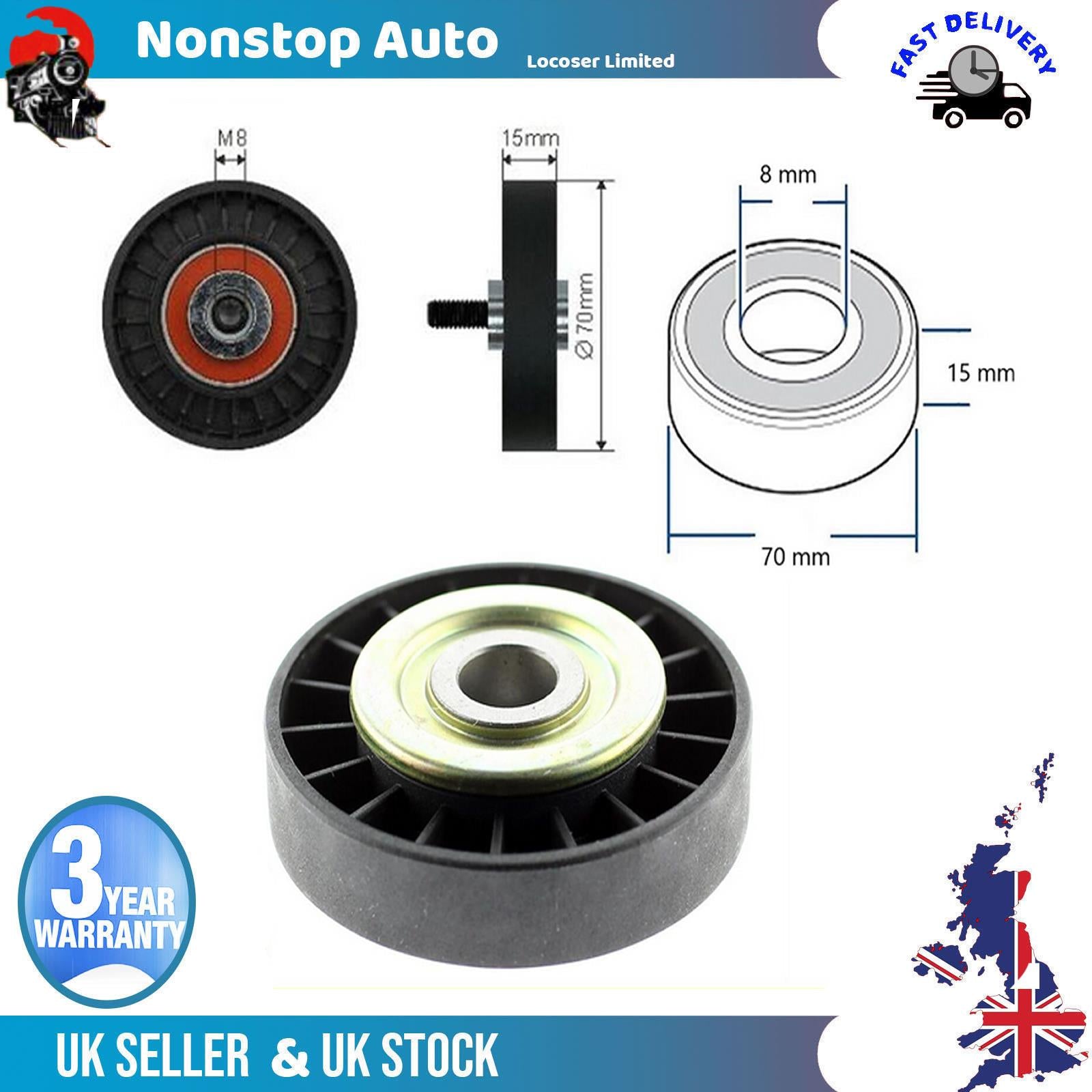Fan Belt Tensioner Pulley - V - Ribbed Belt Idler For RENAULT Clio II Kangoo