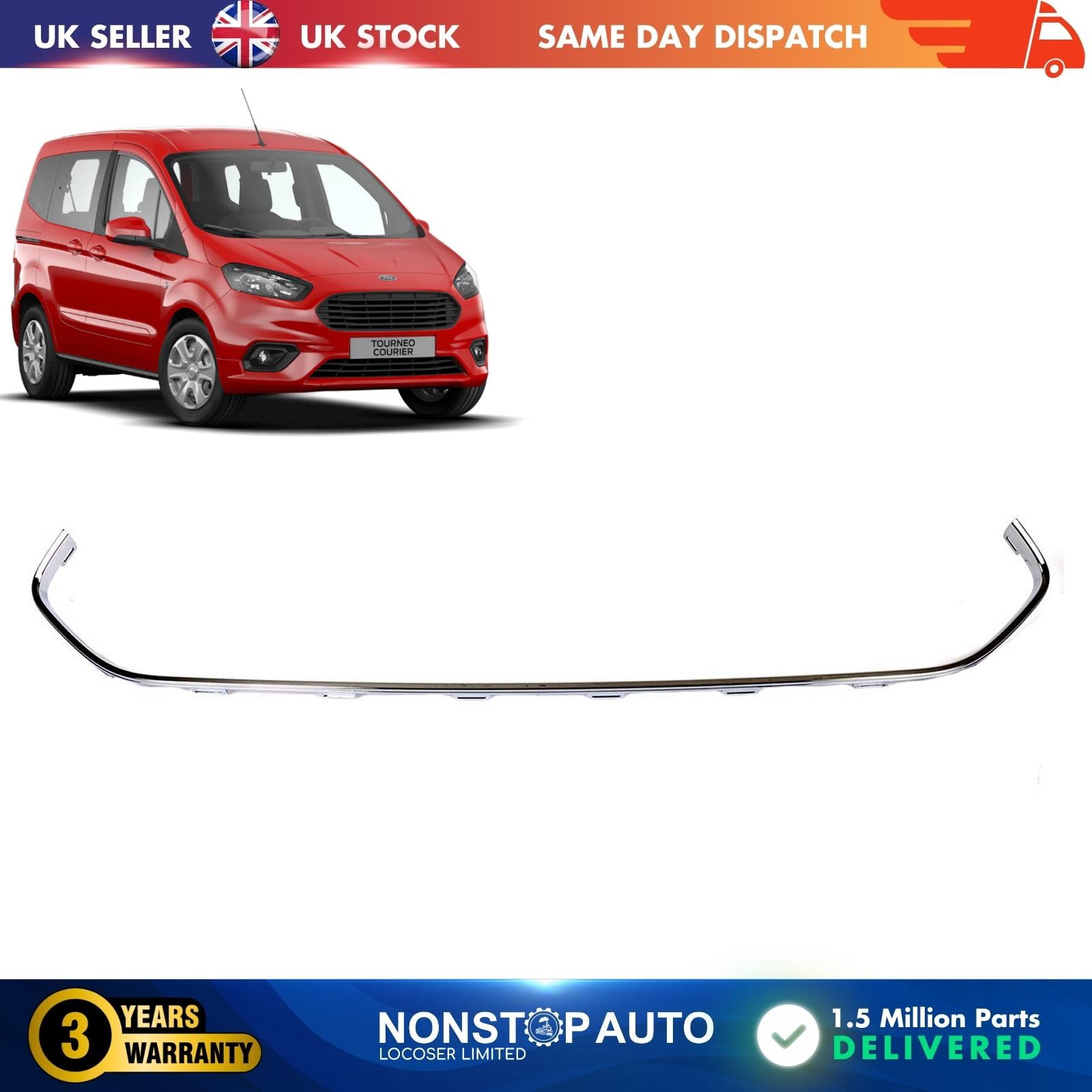 FRONT BUMPER GRILLE LOWER TRIM STRIP CHROME FOR FORD TOURNEO COURIER 2259527
