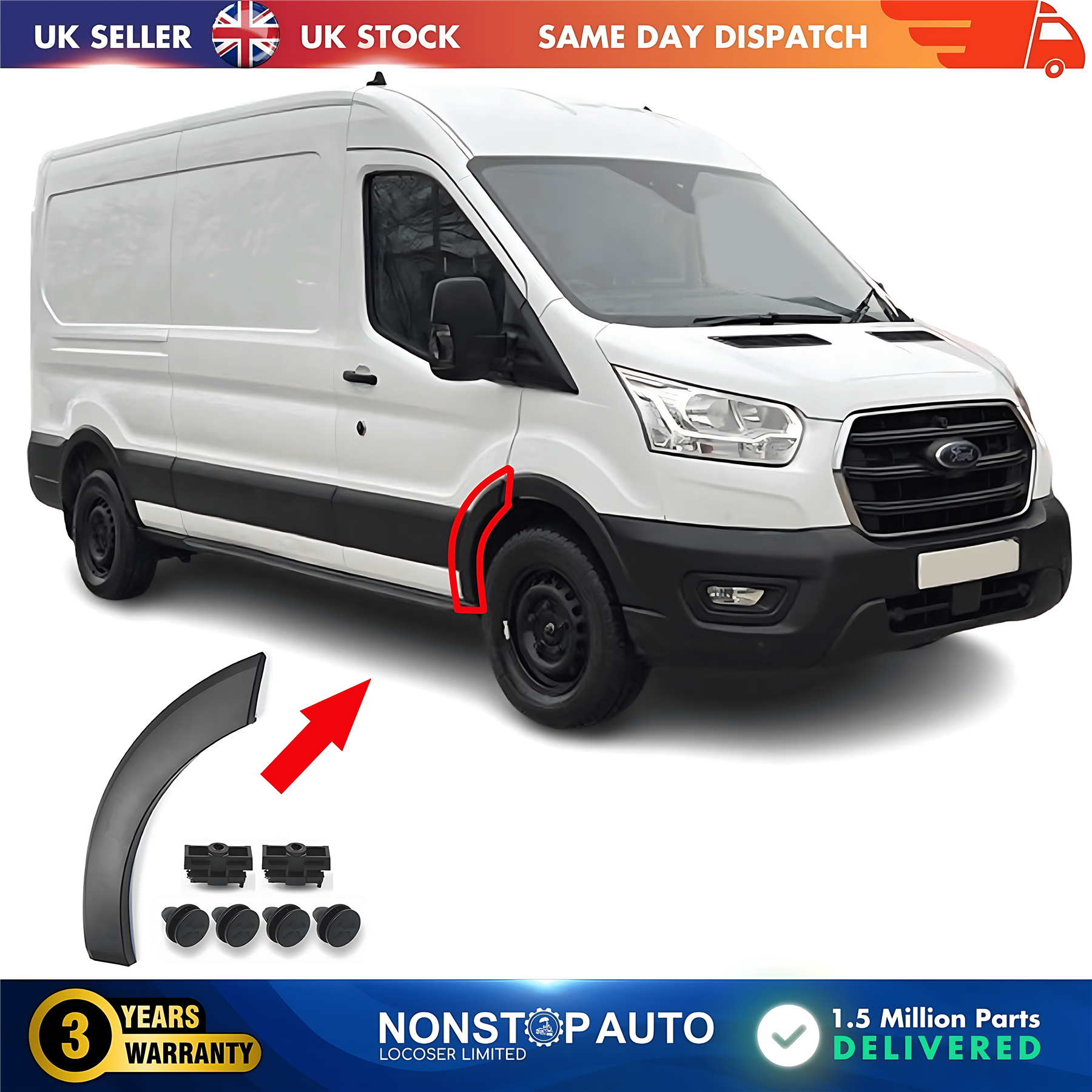 Wheel Arch Trim Moulding Front Right For FORD Transit MK8 08.2013 on 1844901