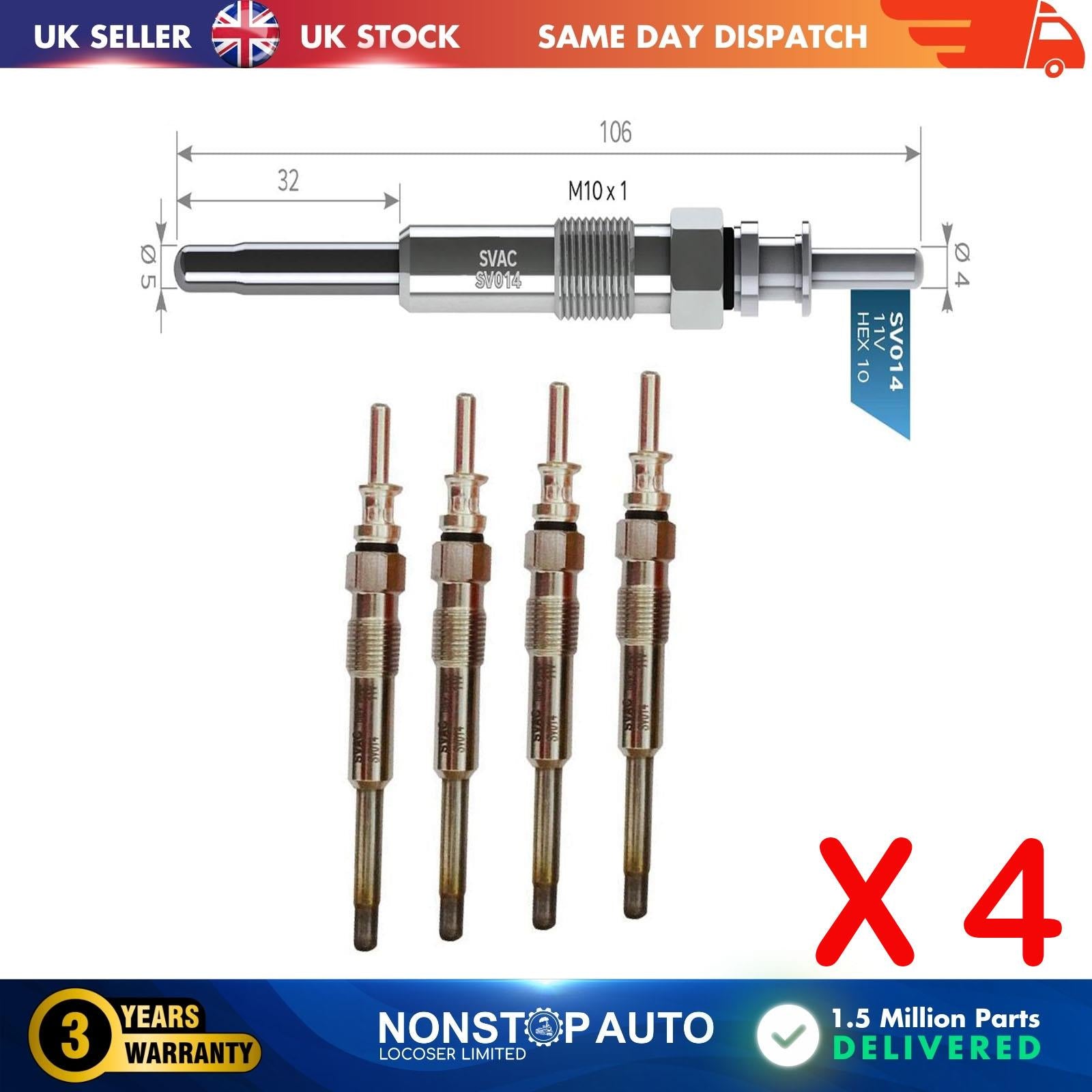 4X Glow Plugs For ROVER 75 2.0 CDT CDTi 12232248059