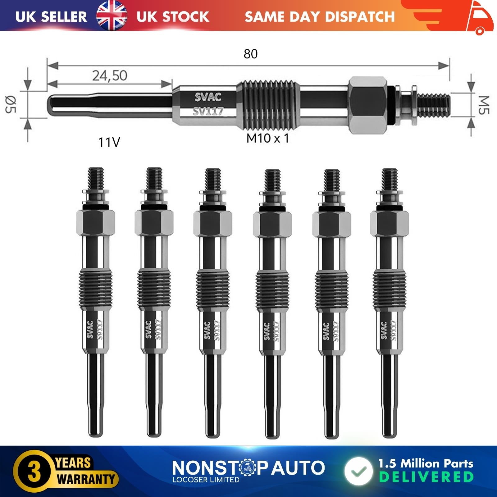 6X Glow Plugs For TOYOTA Avensis Camry Carina Corolla Land Cruiser Liteace