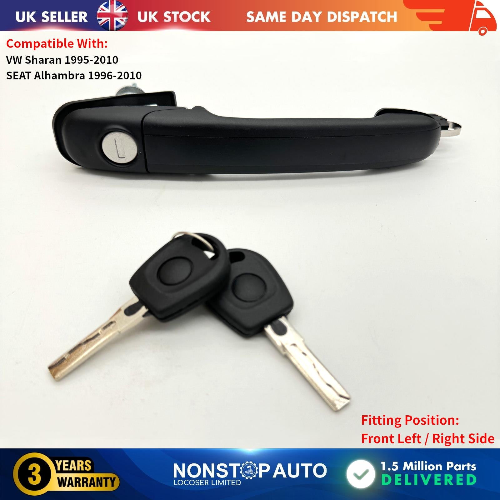 Exterior Door Handle Front Left or Right For VW Sharan SEAT Alhambra 6K0837205