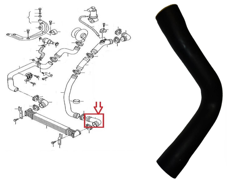 TURBO INTERCOOLER HOSE PIPE FOR  VW SHARAN 1.9 TDI 1.8  SEAT ALHAMBRA 1.9 TDI 1.8  FORD GALAXY I 1.9 TDI 7M3145828