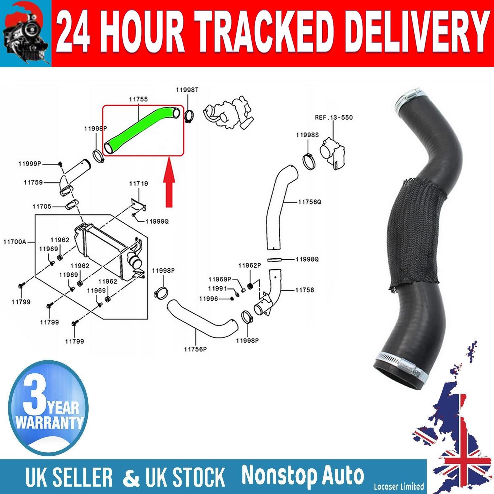 TURBO INTERCOOLER HOSE PIPE FOR MITSUBISHI L 200 2.5TD PAJERO 2.5 TD 1505A377