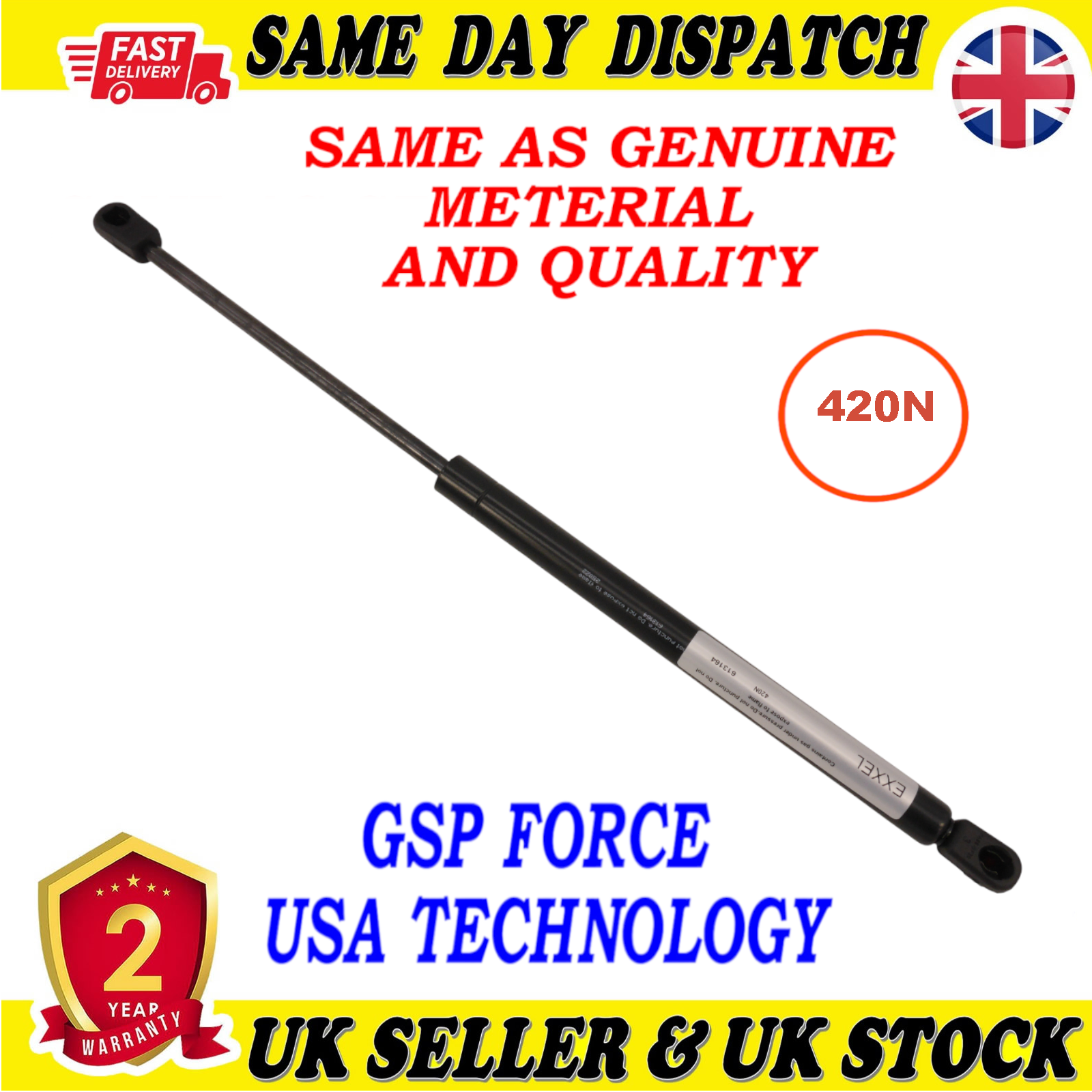 TAILGATE BOOT GAS STRUTS 420 Newton FOR CITROEN C3 904505FA1A