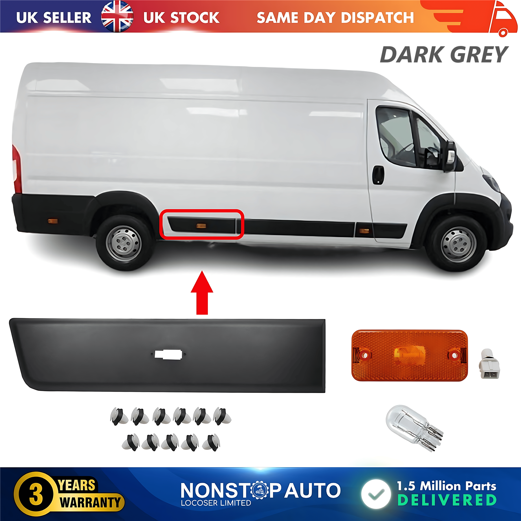 Moulding Trim Panel Indicator Bulb Rear Right For CITROEN Relay PEUGEOT Boxer FIAT Ducato 2006 on 8547Z0