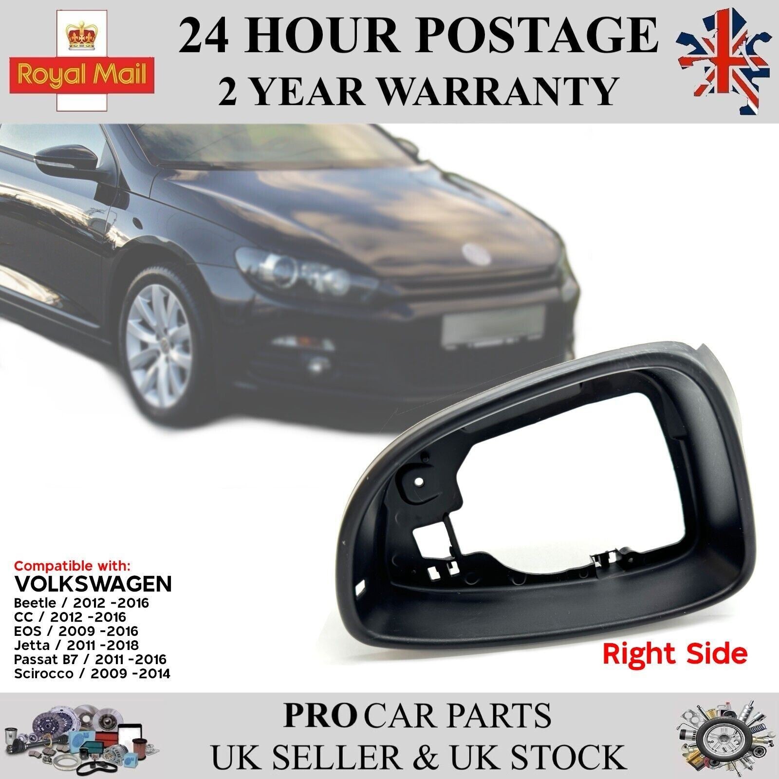 Right Side Door Wing Mirror Frame For VW Jetta Passat CC Scirocco Eos 3C8857602A