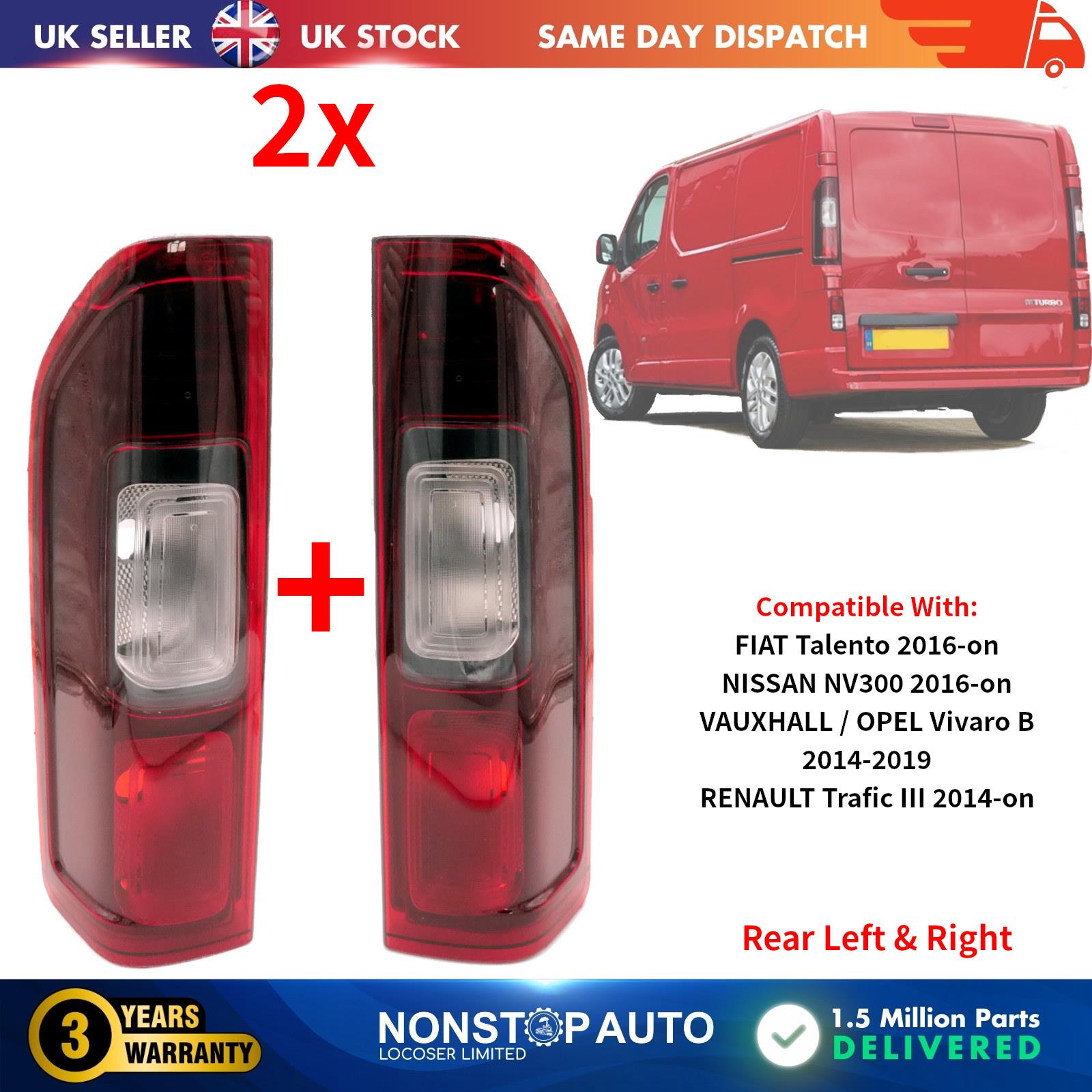2x Tail Light Lamp Rear Left & Right For FIAT Talento NISSAN NV300 VAUXHALL OPEL Vivaro B RENAULT Trafic III 265504656R