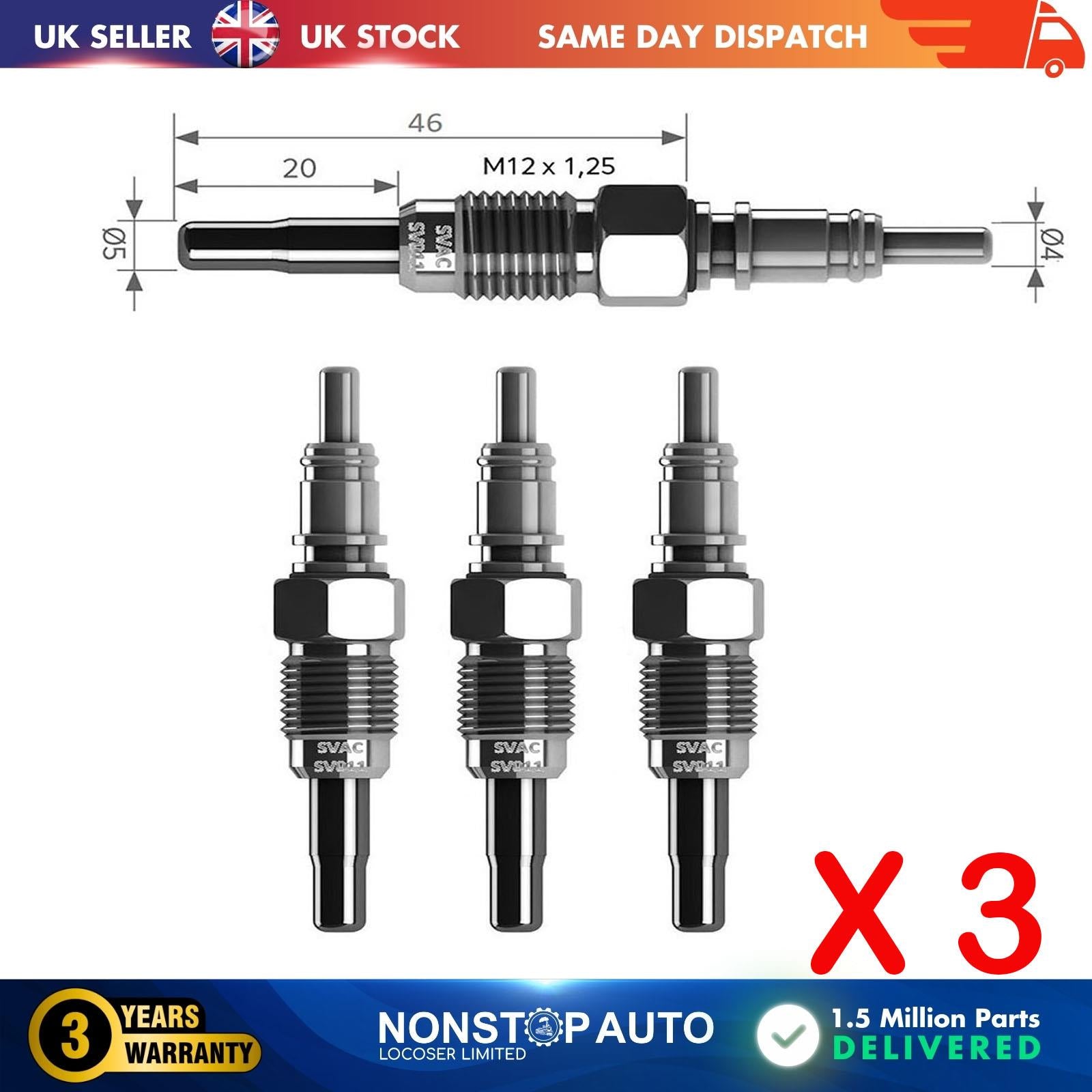 3X Glow Plugs For SEAT Alhambra Cordoba Ibiza II Inca Leon Toledo I II N10302102