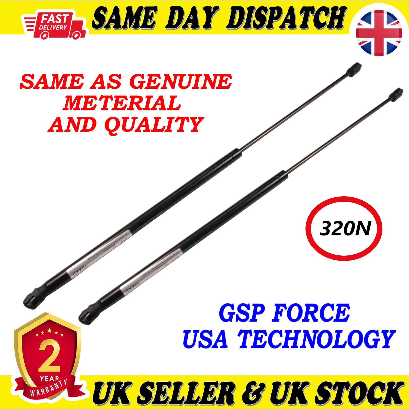 2X TAILGATE BOOT GAS STRUTS 320 Newton FOR VW PASSAT 3AA823359A