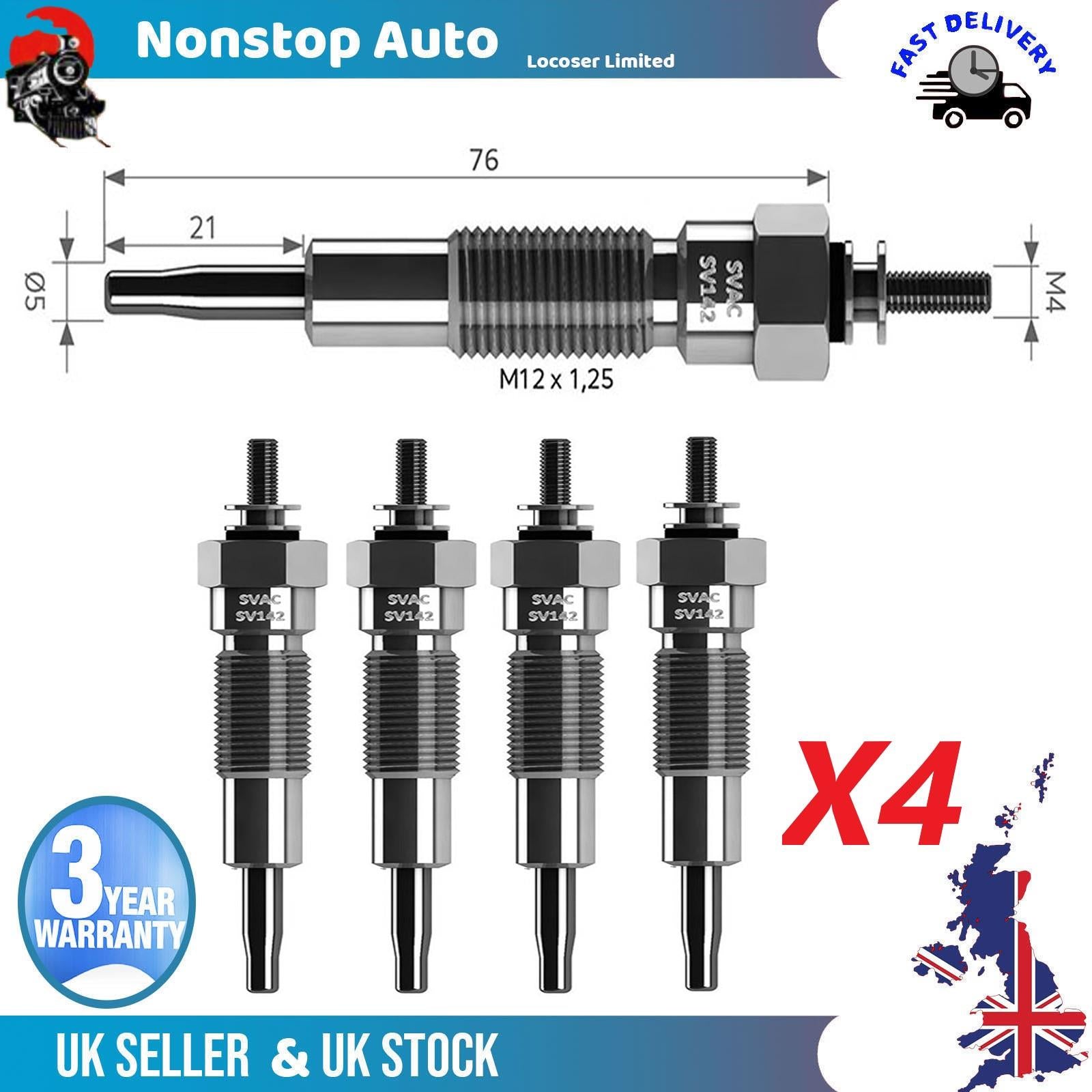 4X Glow Plugs For NISSAN Caball Civilian Clipper 3.0 D GJ68NI