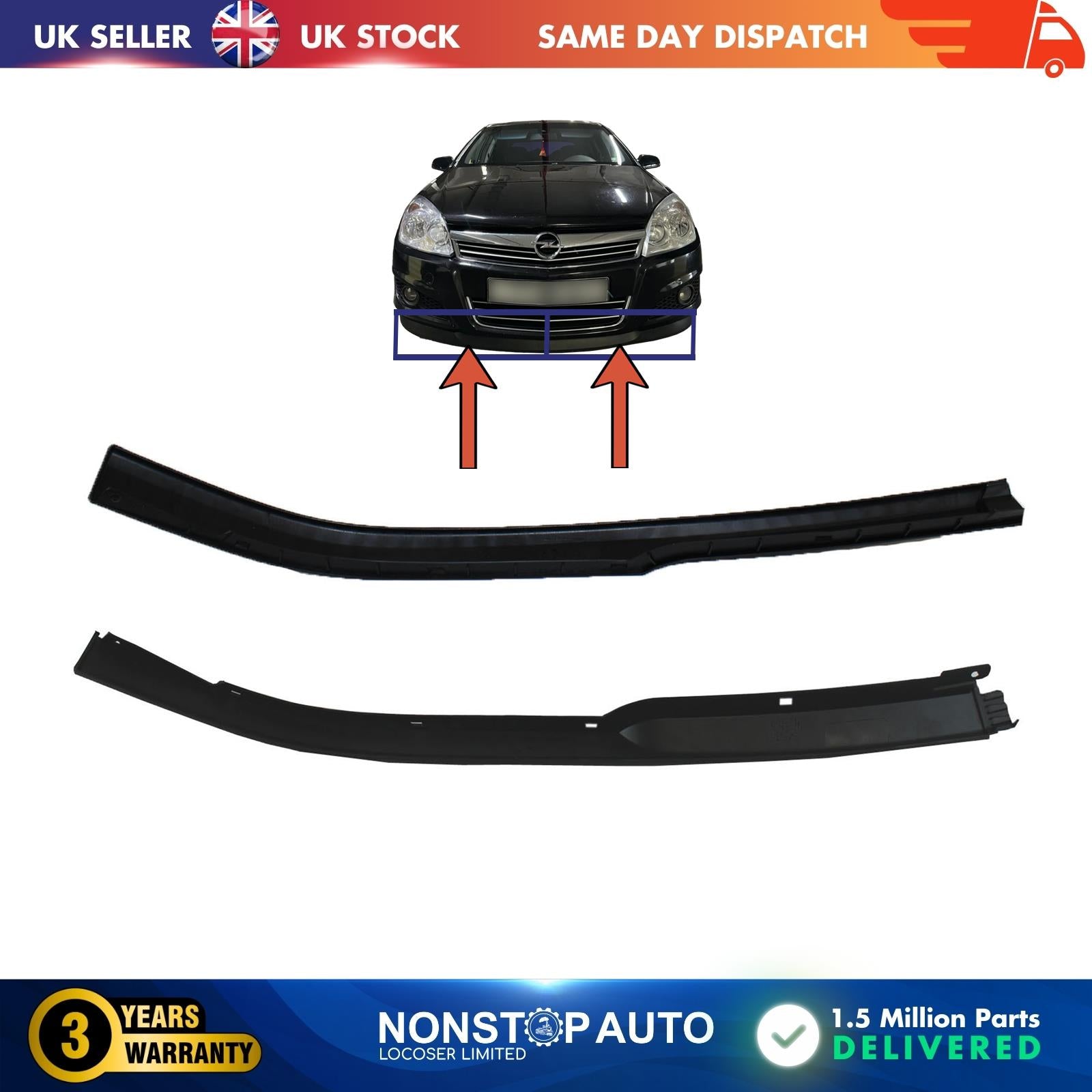 2 X Front Bumper Extension Spoiler Bottom Vauxhall Opel Astra H 1400413 1400414