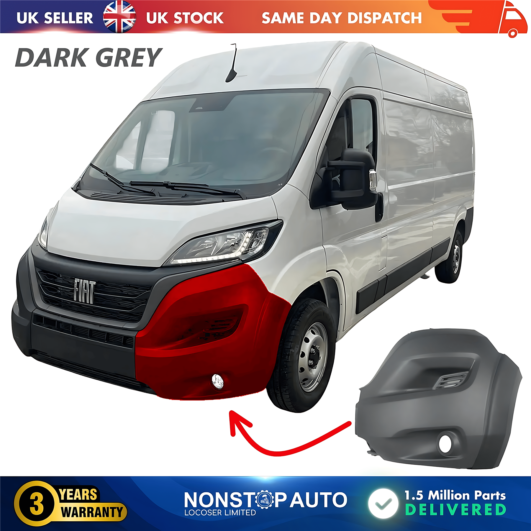 Front Bumper Corner Cap Left With Fog Hole For FIAT Ducato 2014 on 1612430580