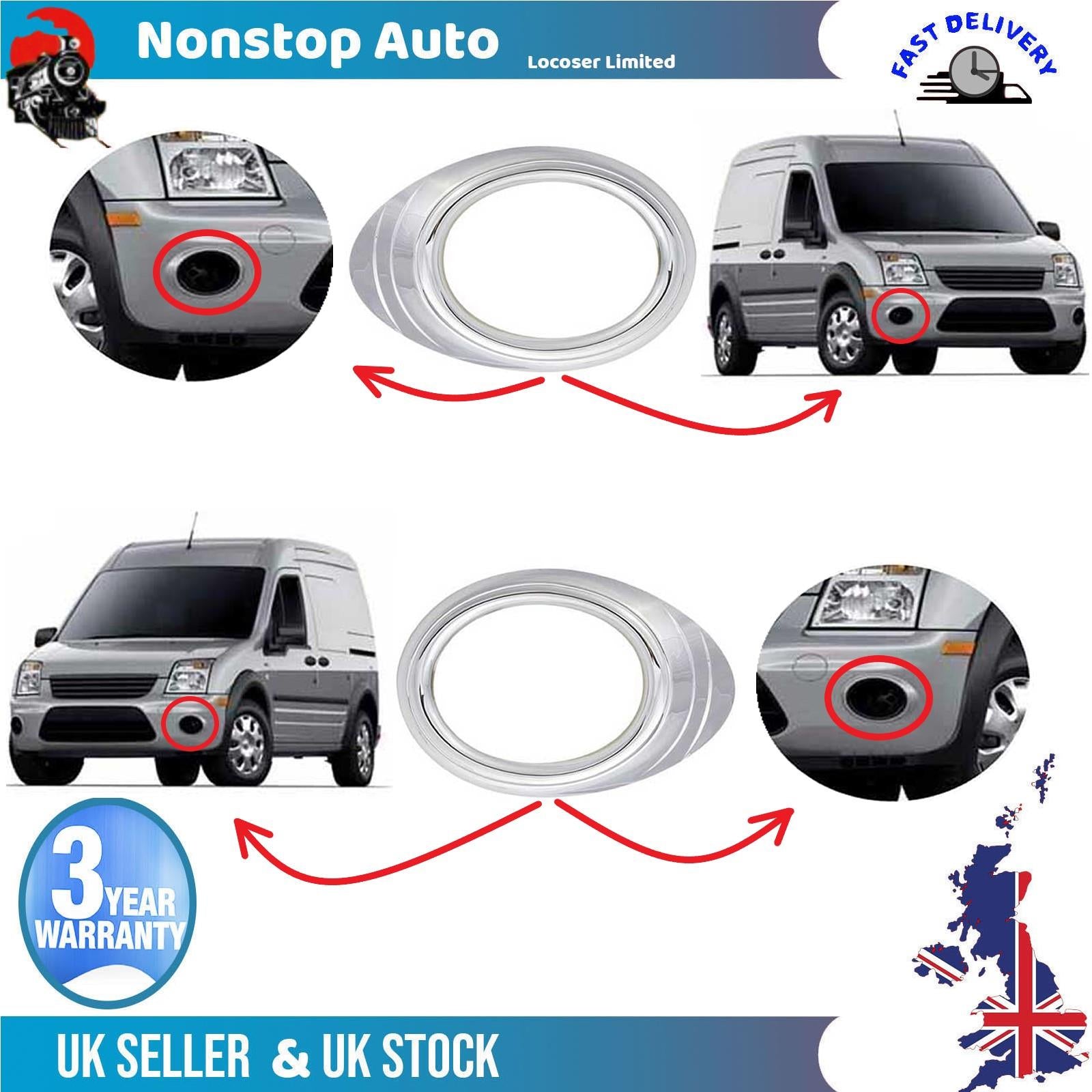 Fog Lights Frame Trim Panel Chrome Front Left and Right Side For FORD Transit Connect 2009-2014