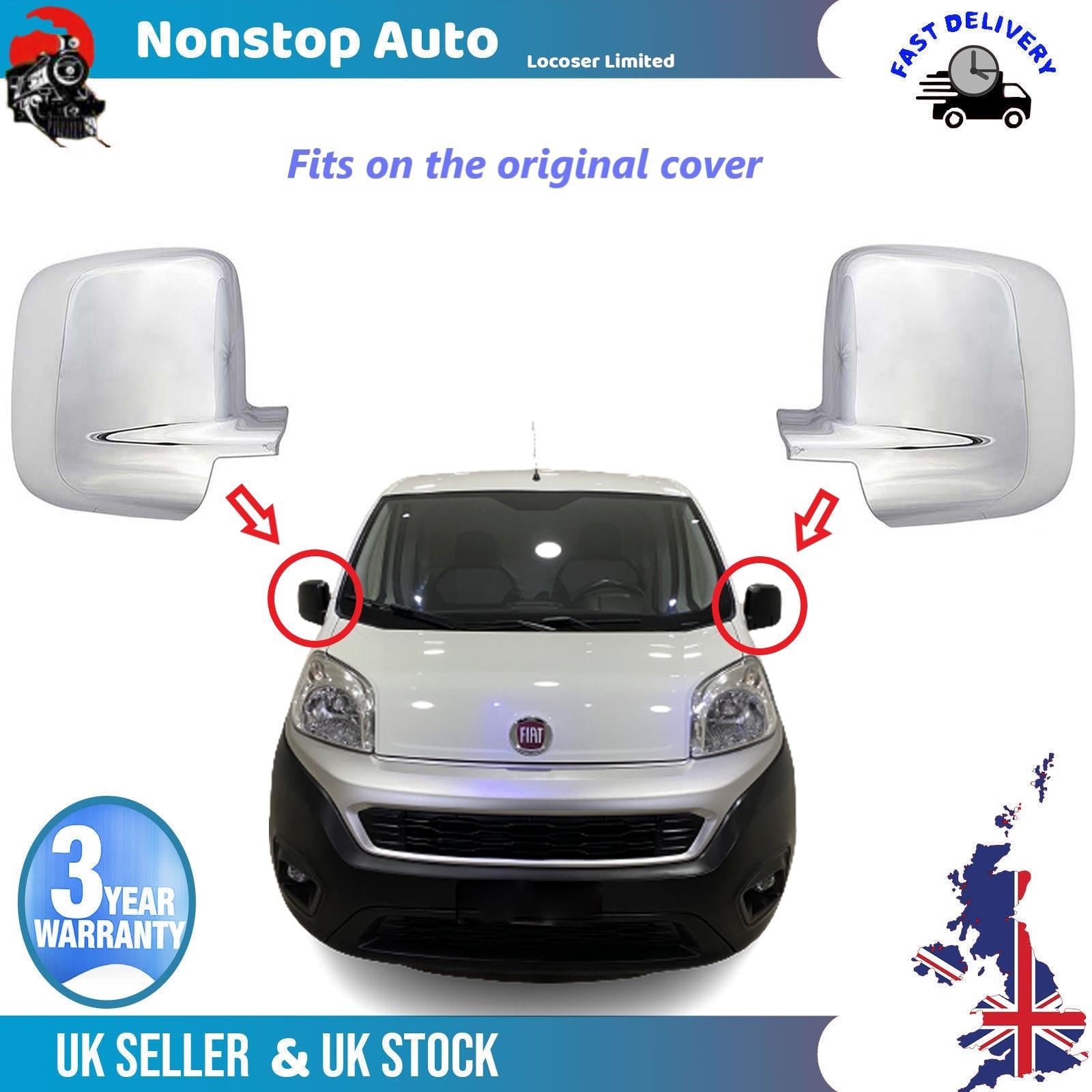 Wing Mirror Covers Caps Chrome Left And Right Side For FIAT Fiorino 2008-2021