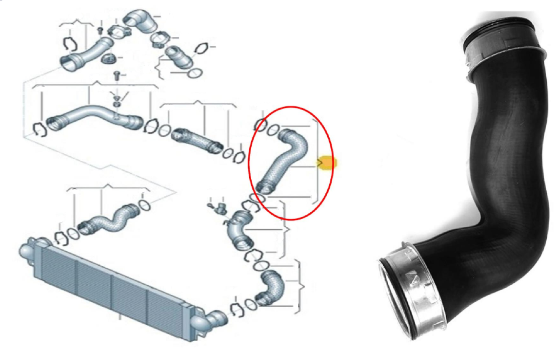TURBO INTERCOOLER  HOSE PIPE FOR  VW TRANSPORTER MULTIVAN T5 2.5 TDI  7H0145980C